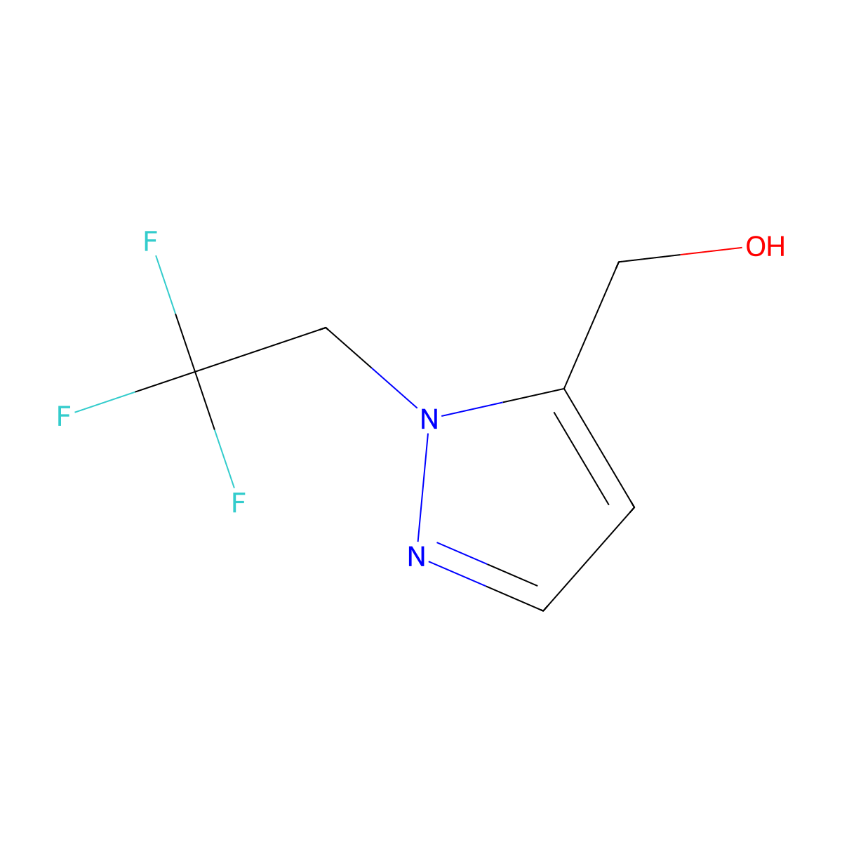 (1-(2,2,2-trifluoroethyl)-1H-pyrazol-5-yl)methanol molecular structure, CAS 1296225-26-7