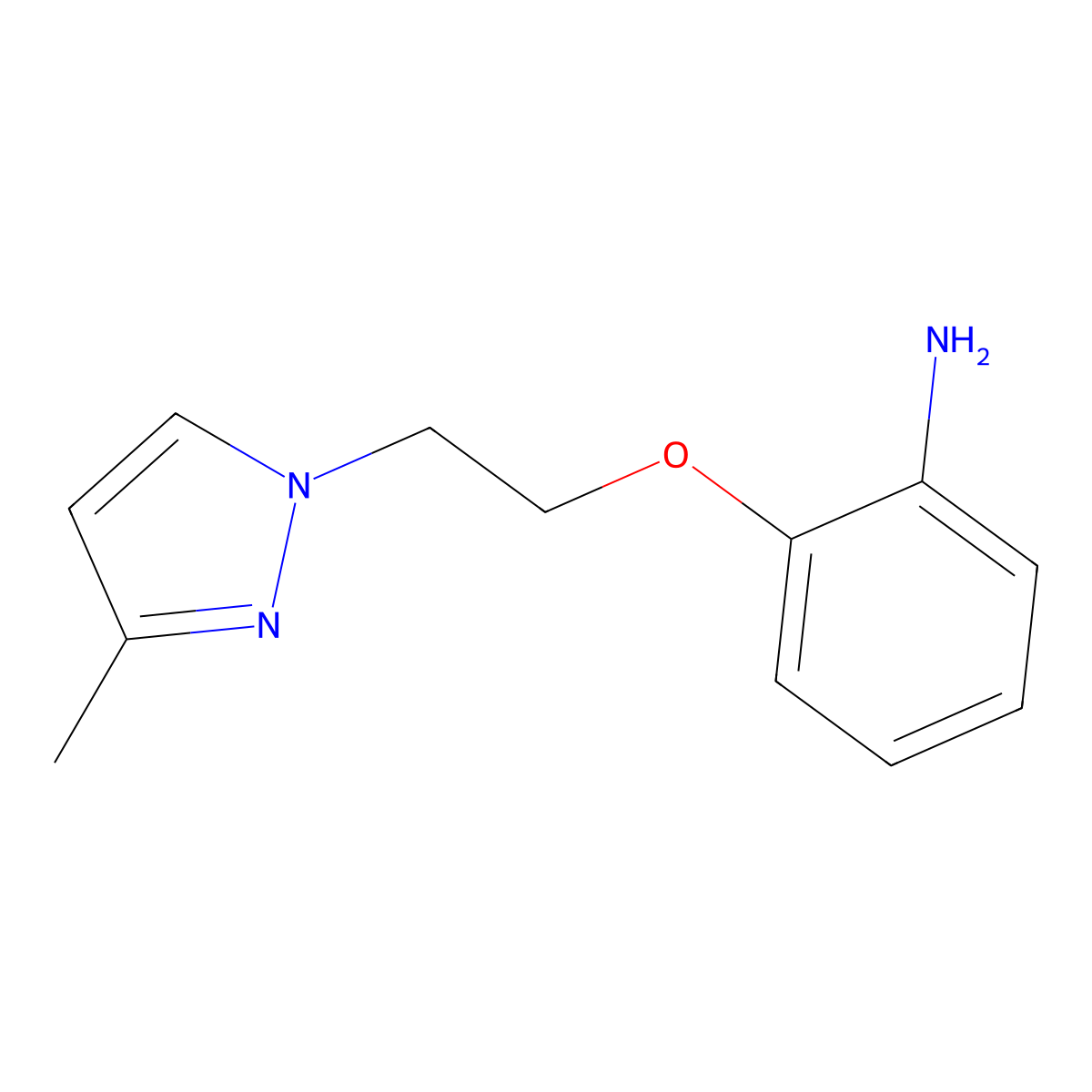2-(2-(3-Methyl-1H-pyrazol-1-yl)ethoxy)aniline molecular structure, CAS 1296225-30-3