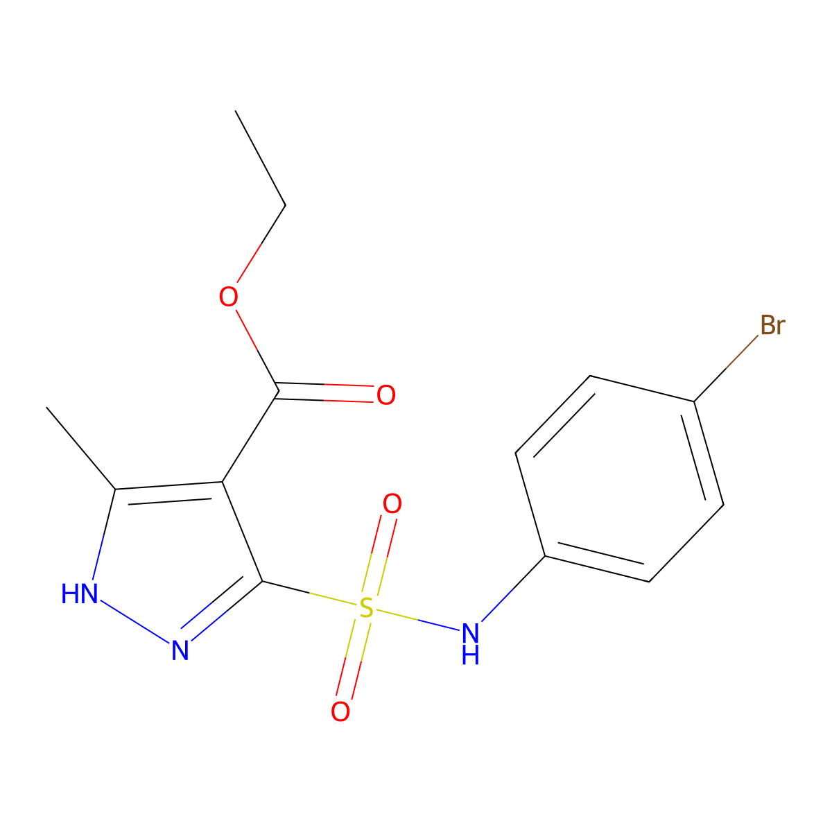 ethyl 5-(N-(4-bromophenyl)sulfamoyl)-3-methyl-1H-pyrazole-4-carboxylate molecular structure, CAS 1296272-70-2