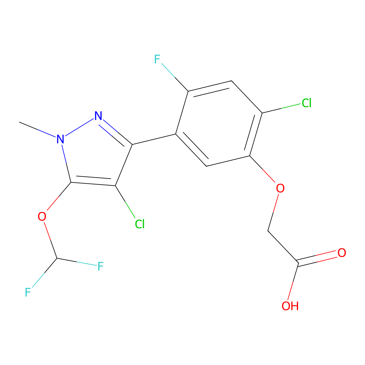 Pyraflufen molecular structure, CAS 129630-17-7