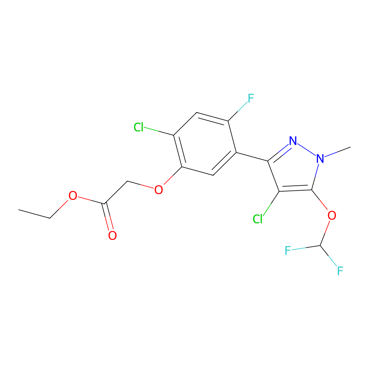 Pyraflufen-ethyl molecular structure, CAS 129630-19-9