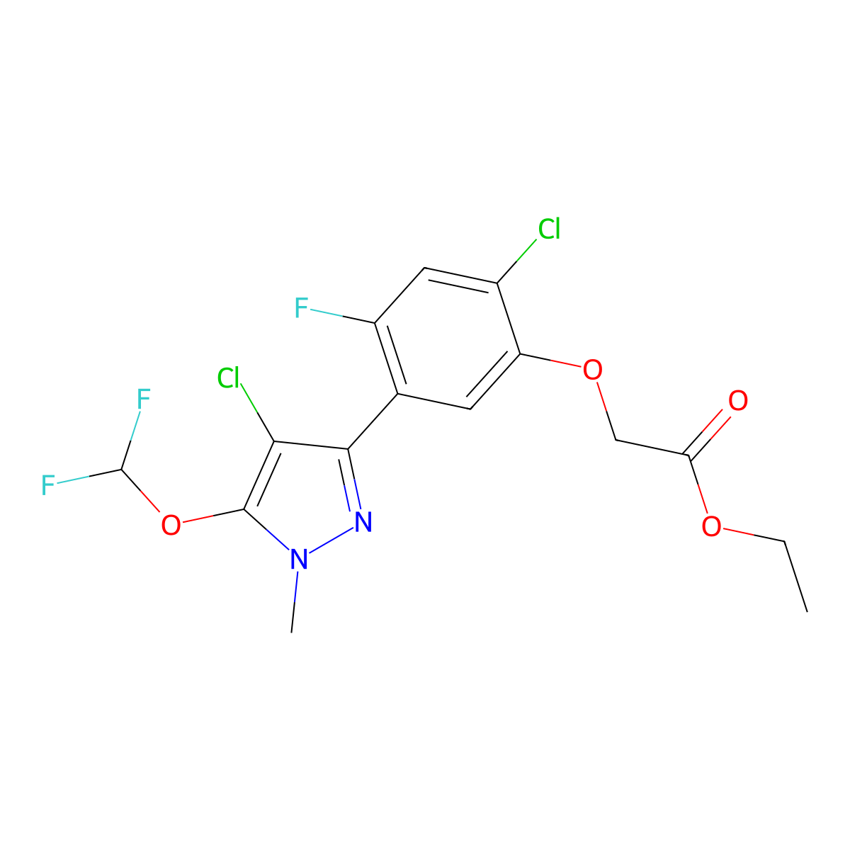 Pyraflufen-ethyl molecular structure, CAS 129630-19-9