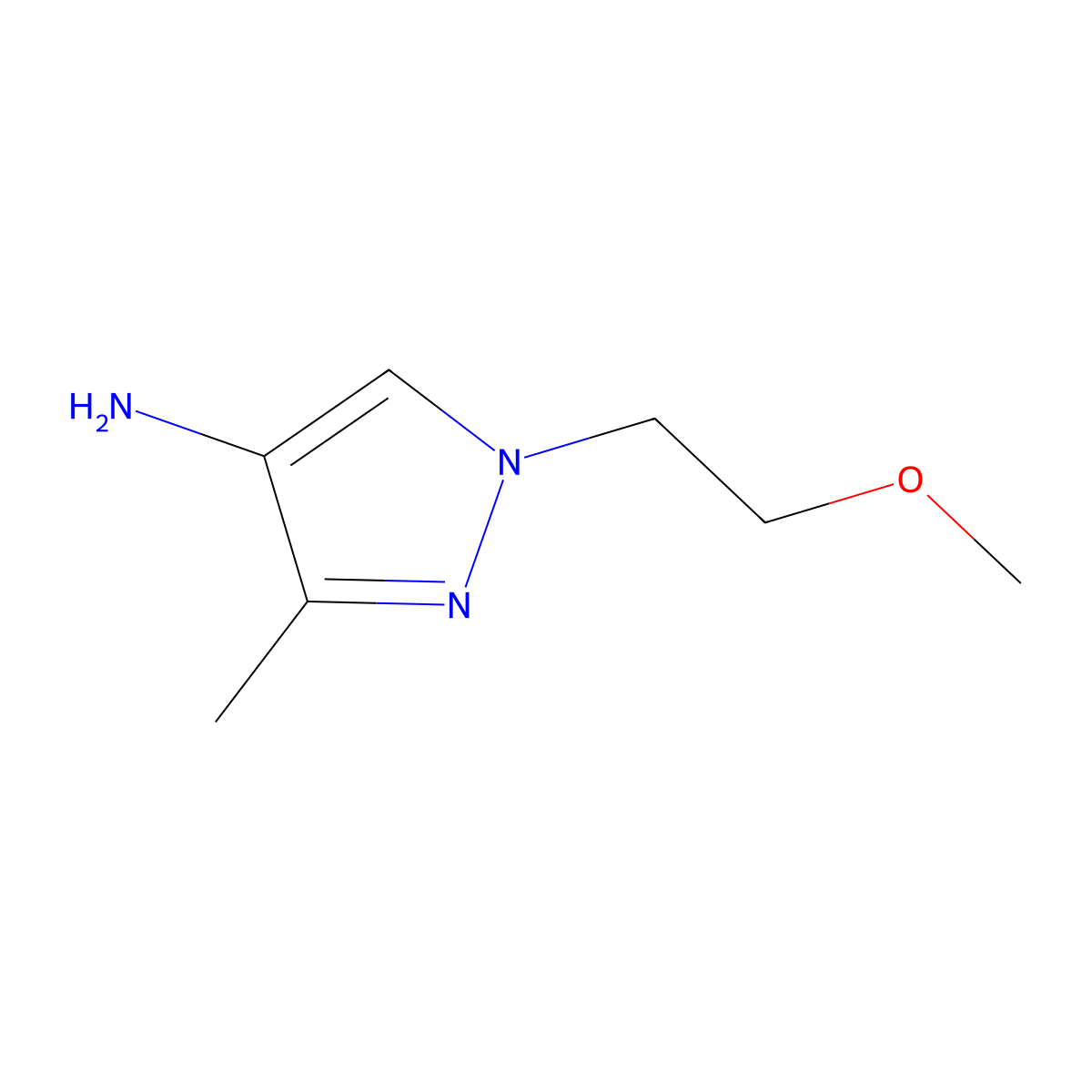 1-(2-methoxyethyl)-3-methyl-1H-pyrazol-4-amine molecular structure, CAS 1296307-33-9