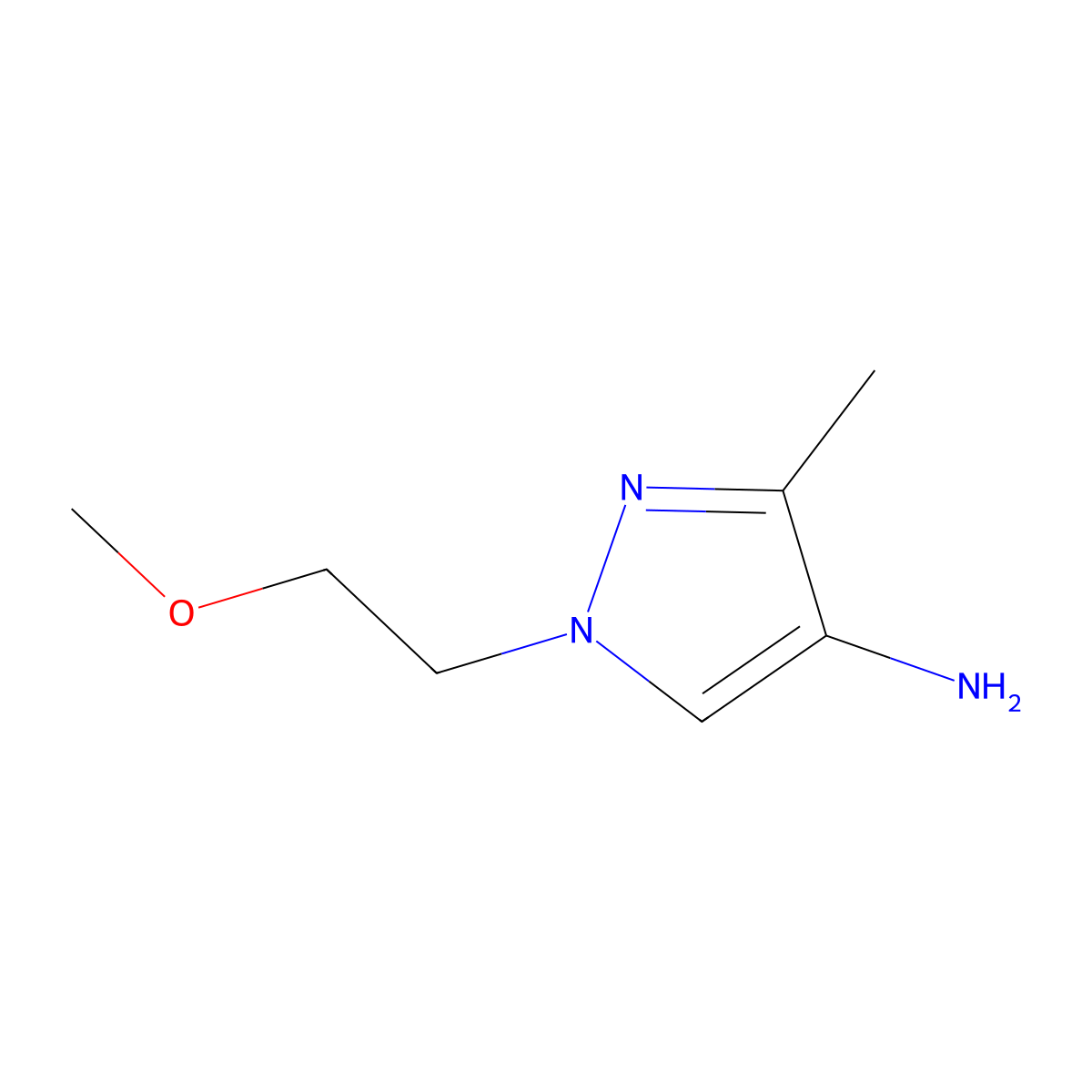 1-(2-methoxyethyl)-3-methyl-1H-pyrazol-4-amine molecular structure, CAS 1296307-33-9