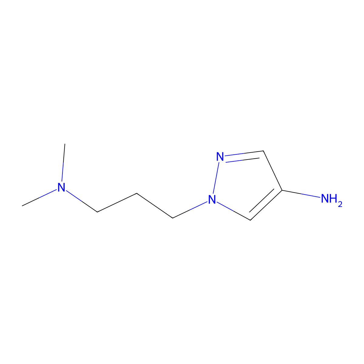 1-(3-(dimethylamino)propyl)-1H-pyrazol-4-amine molecular structure, CAS 1296308-45-6