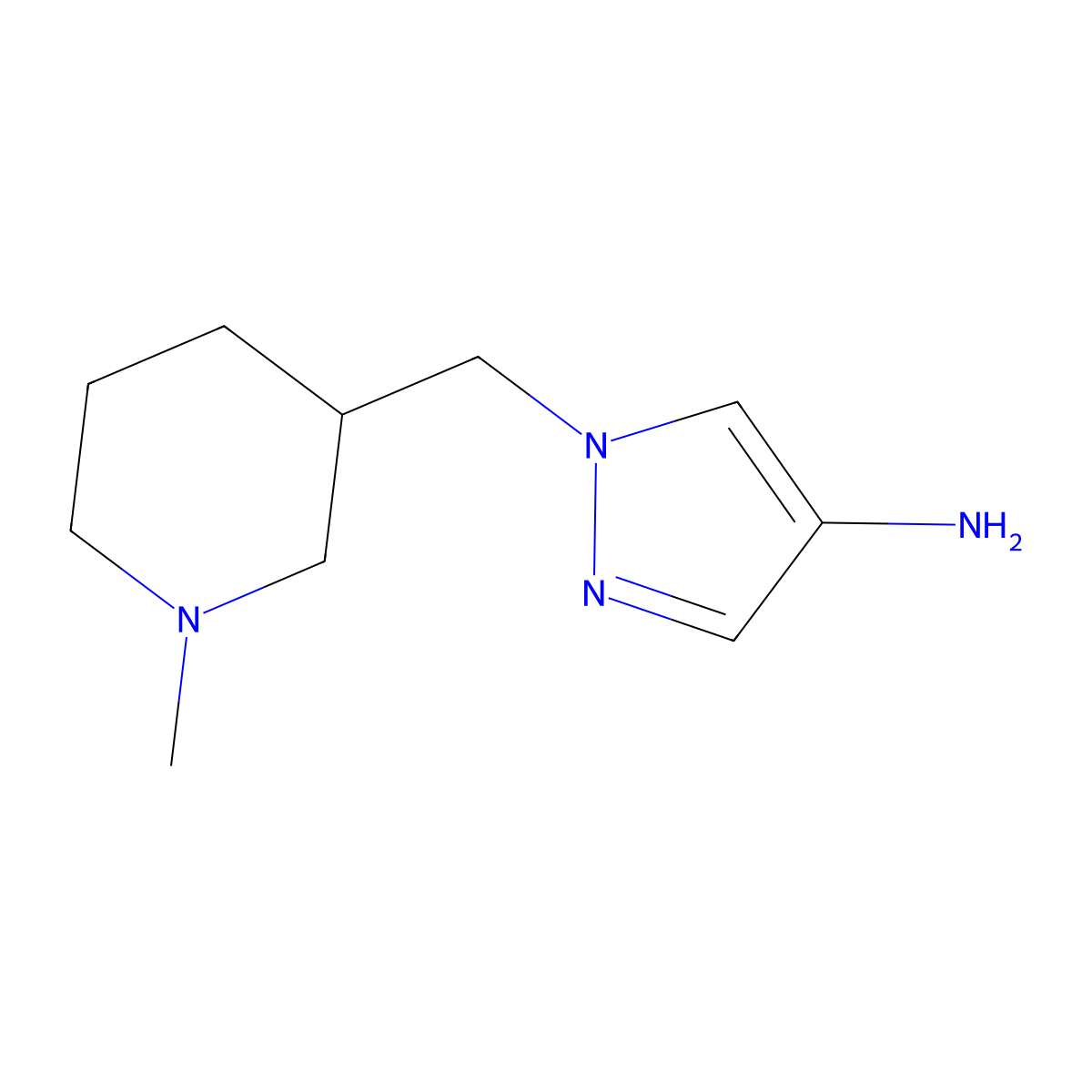 1-((1-Methylpiperidin-3-yl)methyl)-1h-pyrazol-4-amine molecular structure, CAS 1296309-30-2