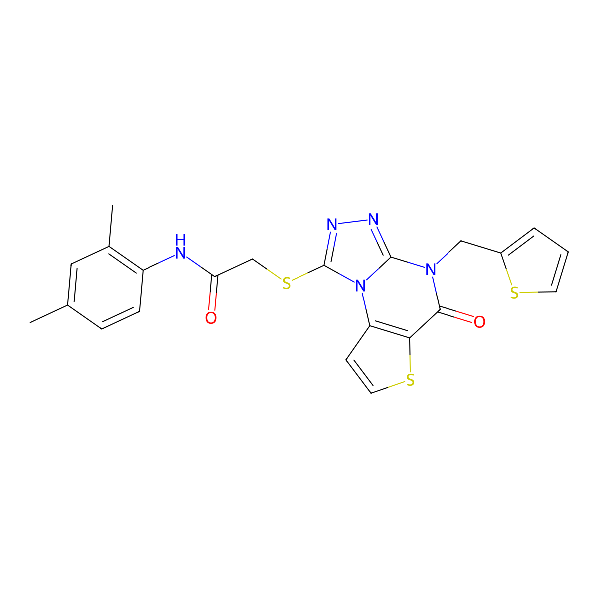 N-(2,4-dimethylphenyl)-2-({7-oxo-8-[(thiophen-2-yl)methyl]-5-thia-1,8,10,11-tetraazatricyclo[7.3.0.0^{2,6}]dodeca-2(6),3,9,11-tetraen-12-yl}sulfanyl)acetamide molecular structure, CAS 1296317-00-4