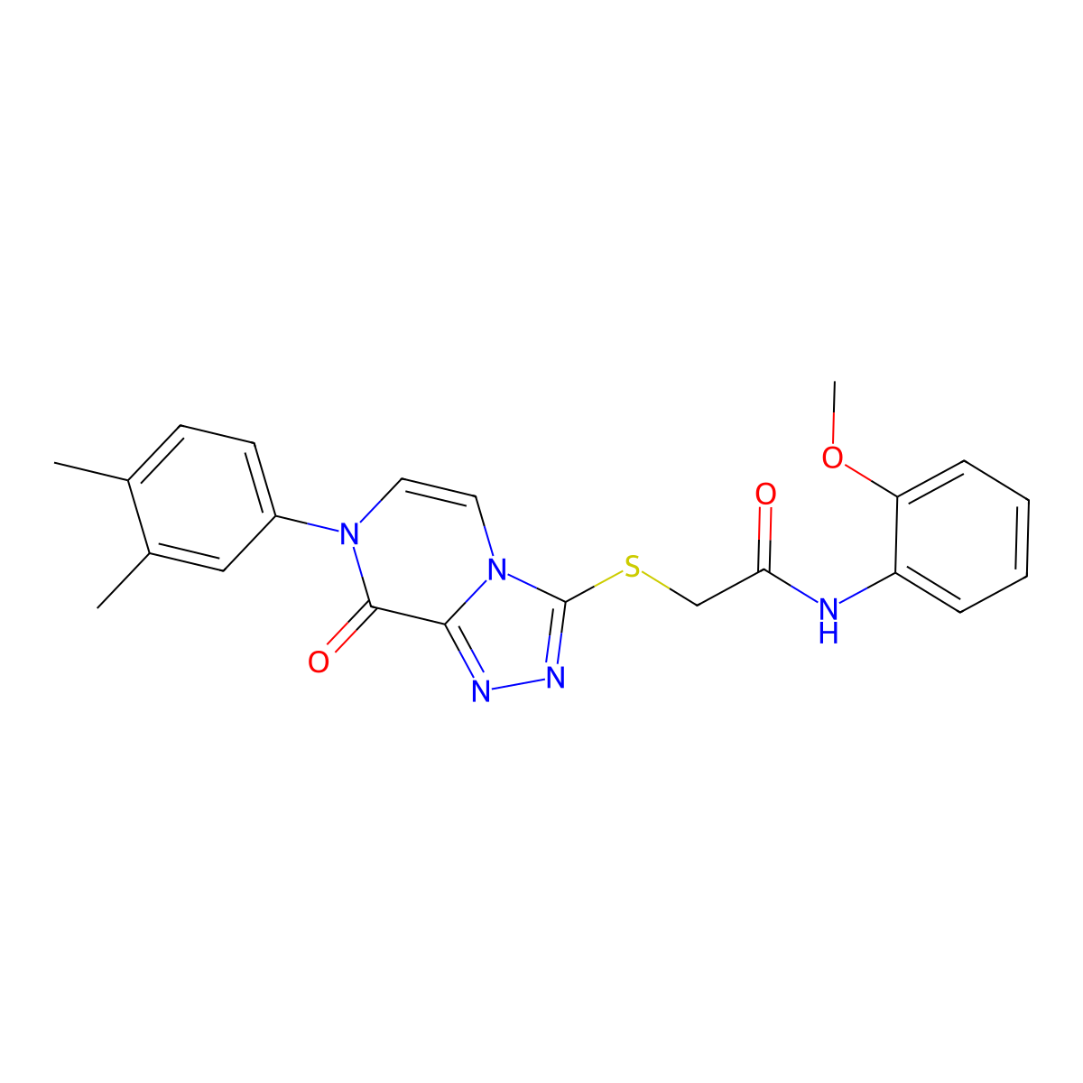 2-{[7-(3,4-dimethylphenyl)-8-oxo-7H,8H-[1,2,4]triazolo[4,3-a]pyrazin-3-yl]sulfanyl}-N-(2-methoxyphenyl)acetamide molecular structure, CAS 1296319-47-5
