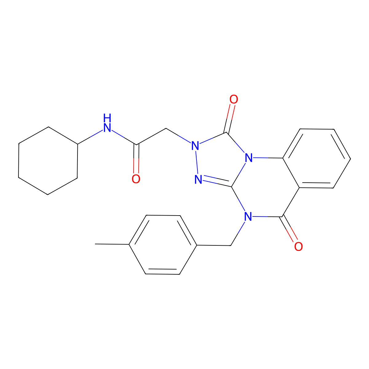 N-cyclohexyl-2-(4-(4-methylbenzyl)-1,5-dioxo-4,5-dihydro-[1,2,4]triazolo[4,3-a]quinazolin-2(1H)-yl)acetamide molecular structure, CAS 1296333-75-9