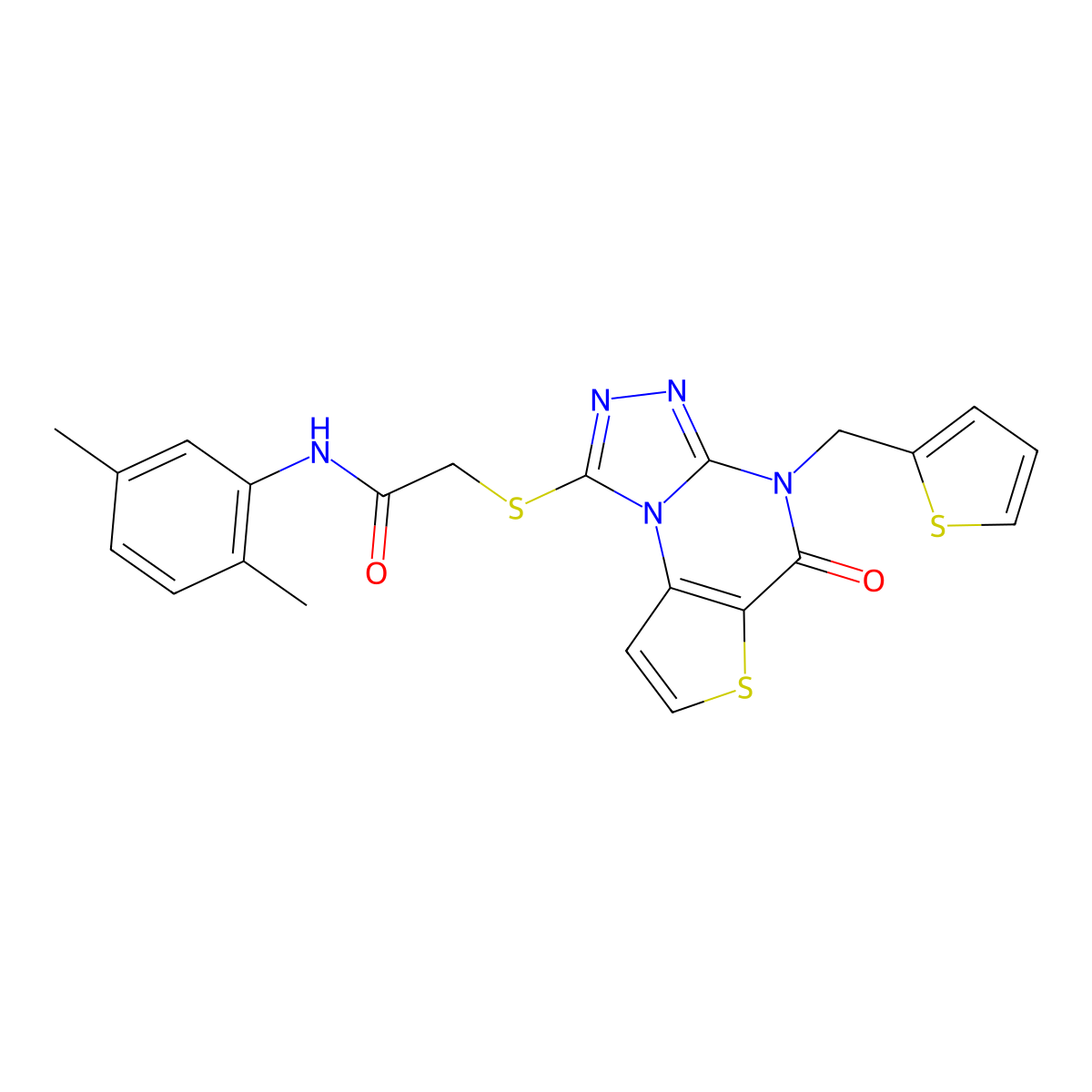 N-(2,5-dimethylphenyl)-2-({7-oxo-8-[(thiophen-2-yl)methyl]-5-thia-1,8,10,11-tetraazatricyclo[7.3.0.0^{2,6}]dodeca-2(6),3,9,11-tetraen-12-yl}sulfanyl)acetamide molecular structure, CAS 1296344-34-7