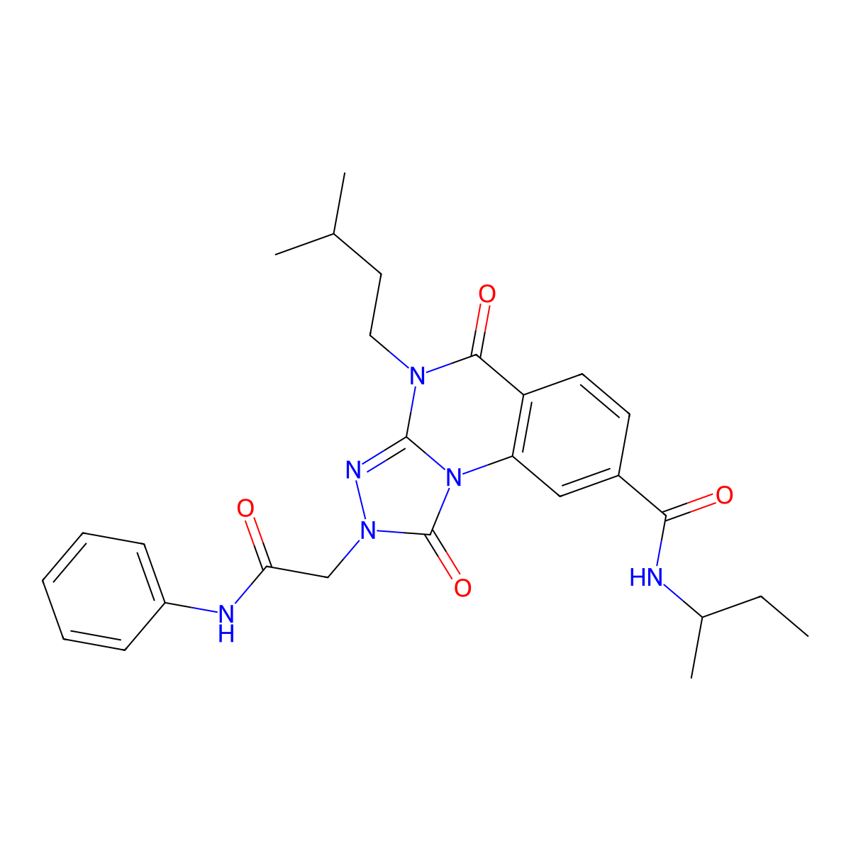 N-(butan-2-yl)-4-(3-methylbutyl)-1,5-dioxo-2-[(phenylcarbamoyl)methyl]-1H,2H,4H,5H-[1,2,4]triazolo[4,3-a]quinazoline-8-carboxamide molecular structure, CAS 1296345-99-7
