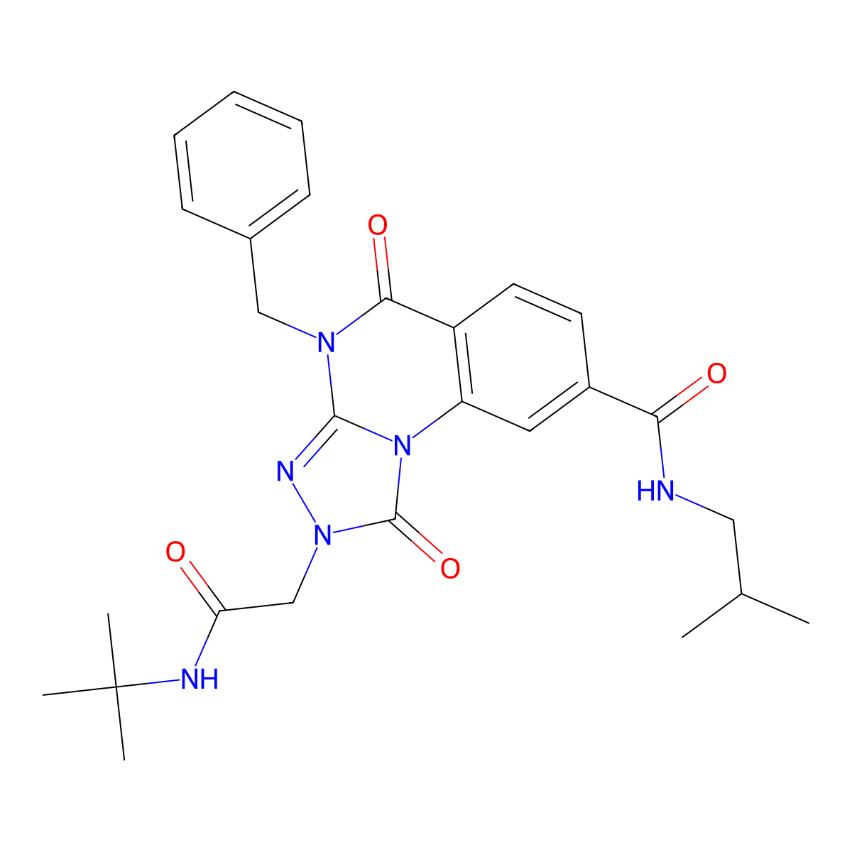 4-benzyl-2-(2-(tert-butylamino)-2-oxoethyl)-N-isobutyl-1,5-dioxo-1,2,4,5-tetrahydro-[1,2,4]triazolo[4,3-a]quinazoline-8-carboxamide molecular structure, CAS 1296346-42-3