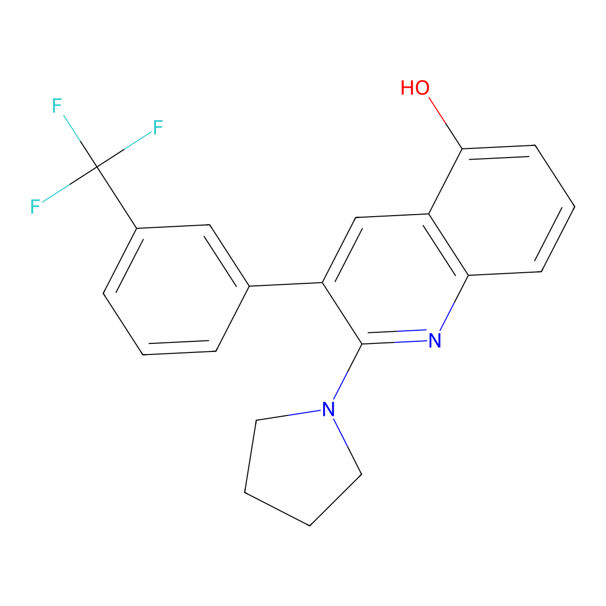 2-(Pyrrolidin-1-yl)-3-[3-(trifluoromethyl)phenyl]quinolin-5-ol molecular structure, CAS 1296346-80-9