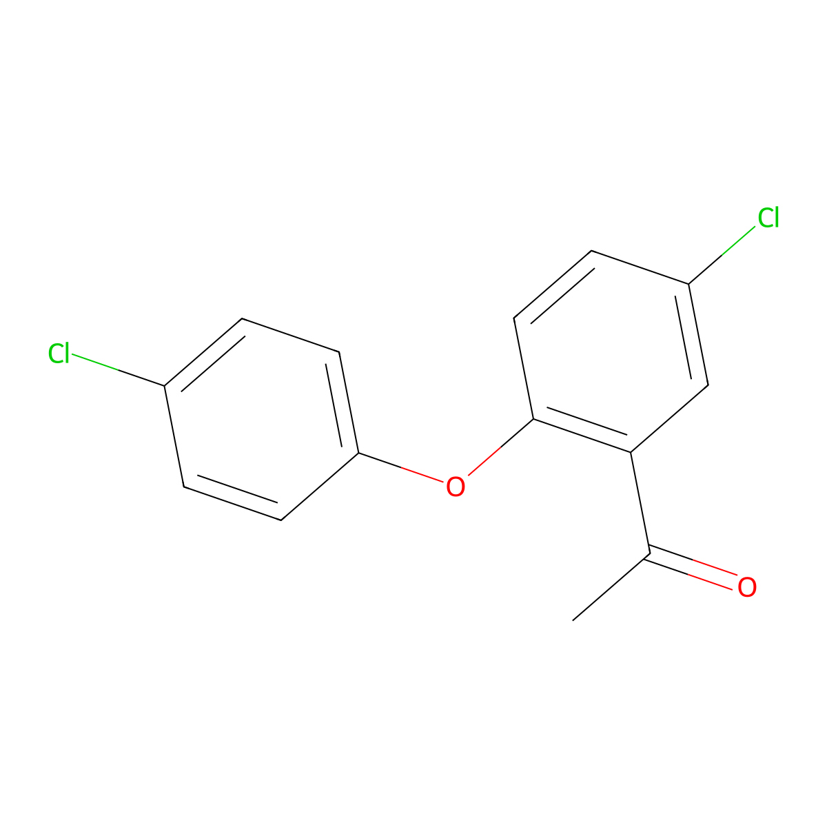 1-(2-(4-Chlorophenoxy)-5-chlorophenyl)ethanone molecular structure, CAS 129643-72-7