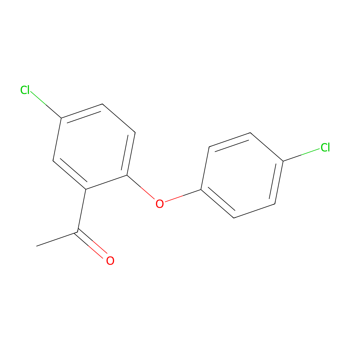 1-(2-(4-Chlorophenoxy)-5-chlorophenyl)ethanone molecular structure, CAS 129643-72-7