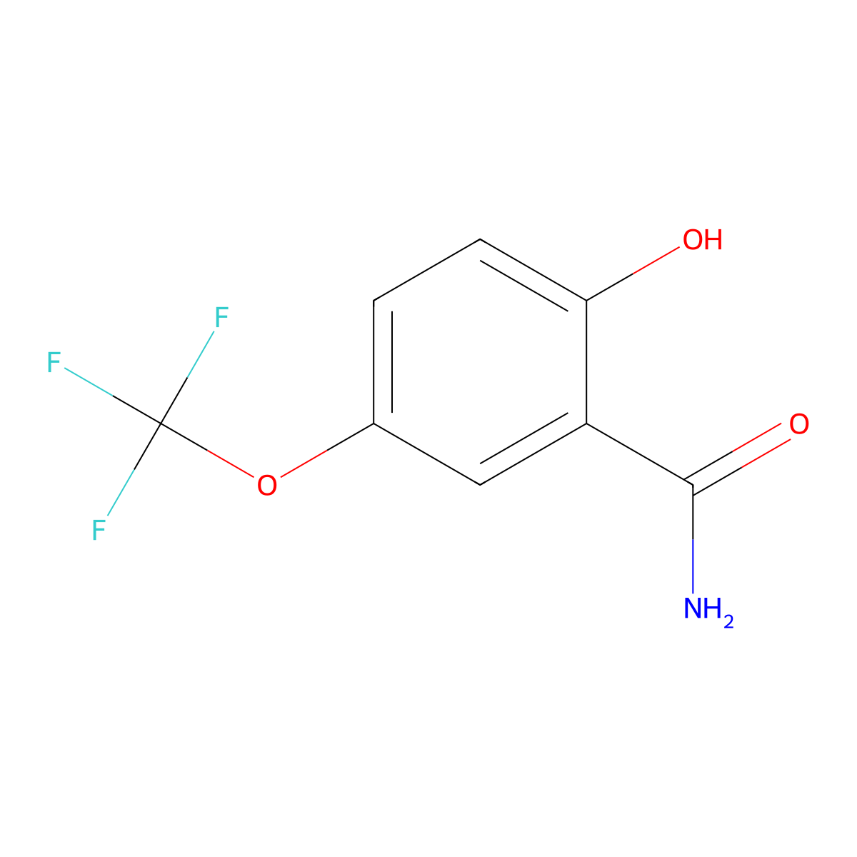 2-Hydroxy-5-(trifluoromethoxy)benzamide molecular structure, CAS 129644-59-3