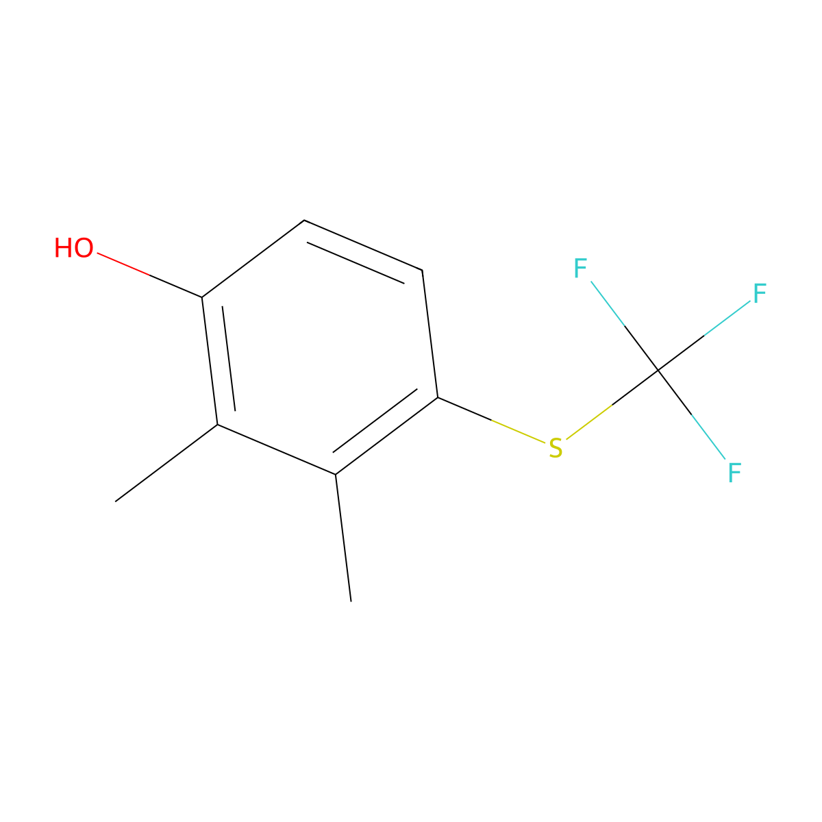 2,3-Dimethyl-4-(trifluoromethylthio)phenol molecular structure, CAS 129644-70-8