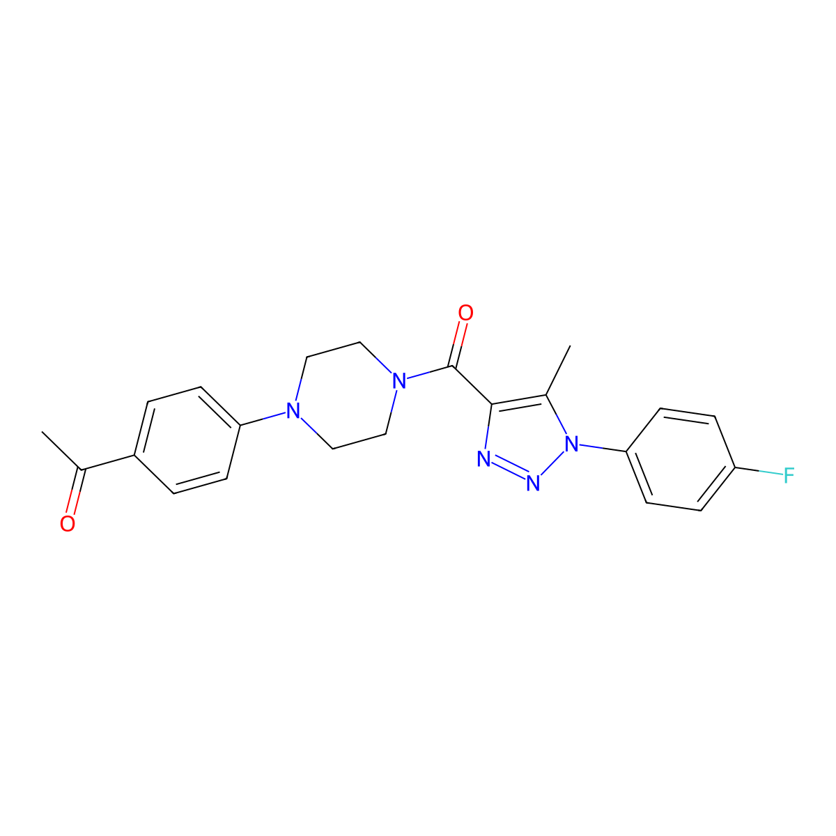 1-(4-{4-[1-(4-fluorophenyl)-5-methyl-1H-1,2,3-triazole-4-carbonyl]piperazin-1-yl}phenyl)ethan-1-one molecular structure, CAS 1296481-44-1
