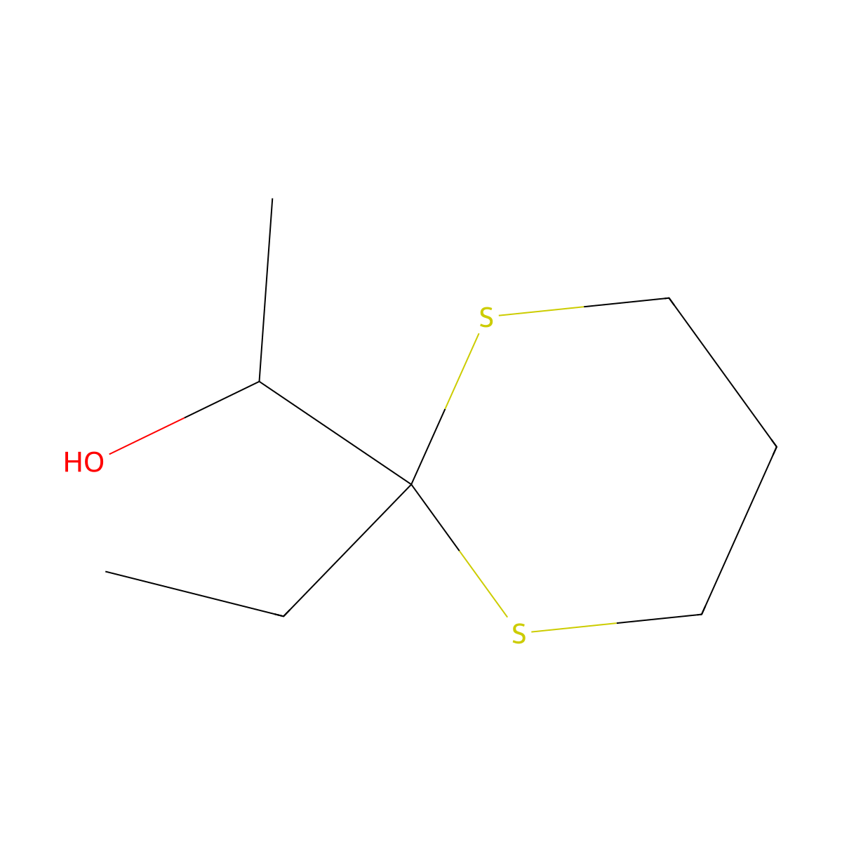 1-(2-Ethyl-1,3-dithian-2-yl)ethan-1-ol molecular structure, CAS 129650-83-5
