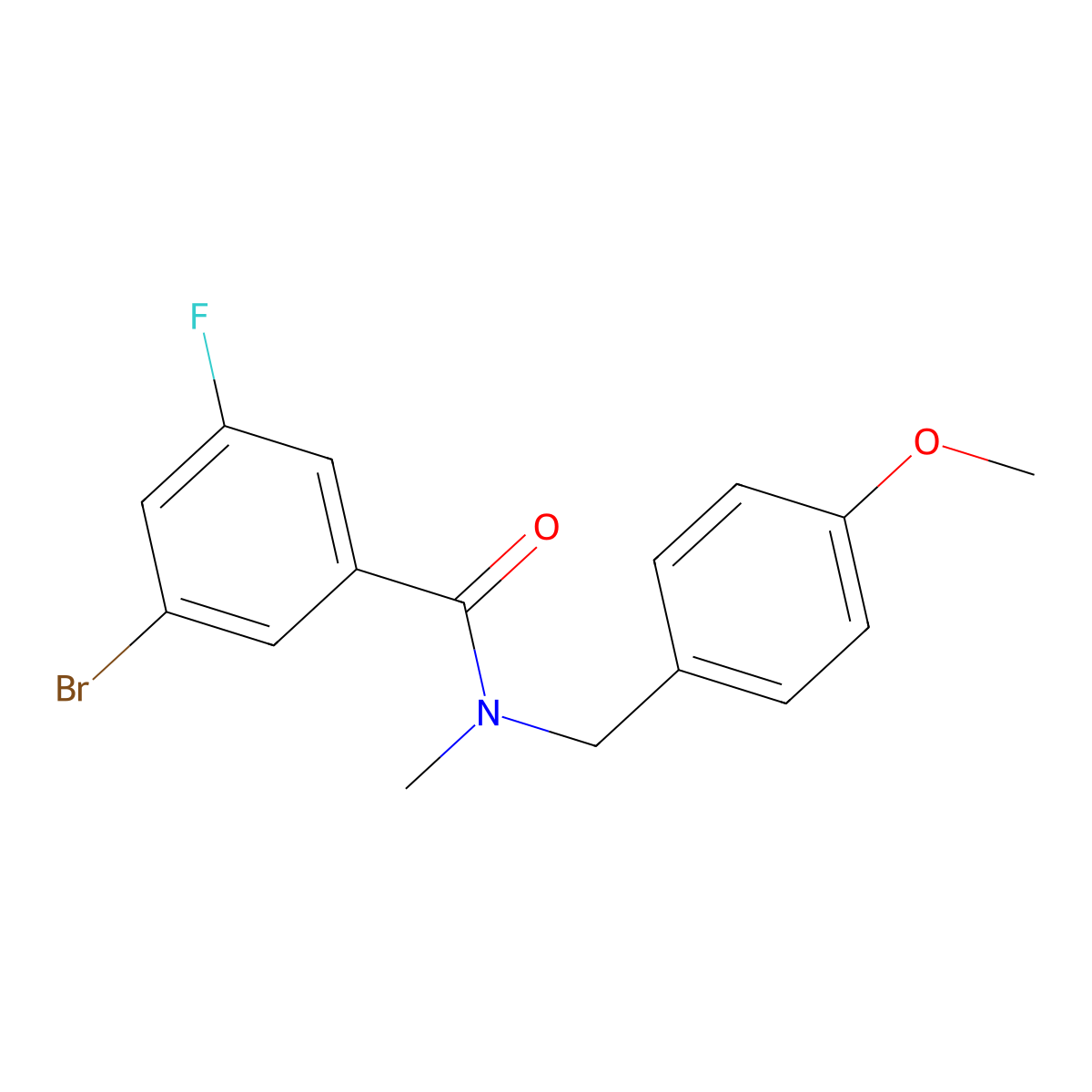 3-bromo-5-fluoro-N-[(4-methoxyphenyl)methyl]-N-methylbenzamide molecular structure, CAS 1296515-10-0