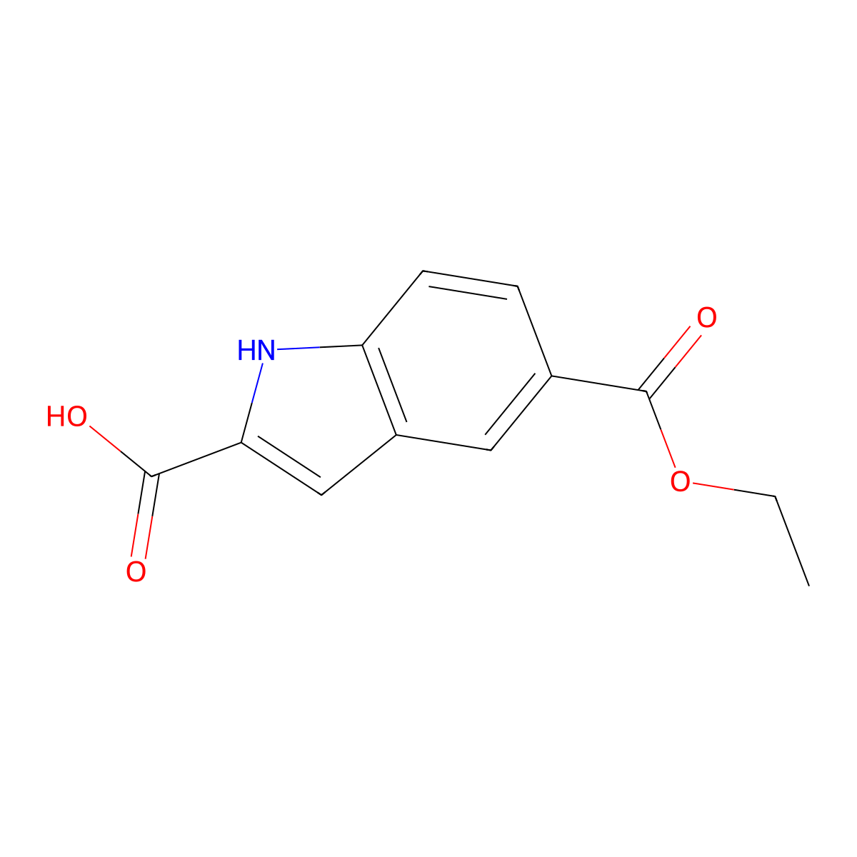 5-(Ethoxycarbonyl)-1H-indole-2-carboxylic acid molecular structure, CAS 129655-38-5