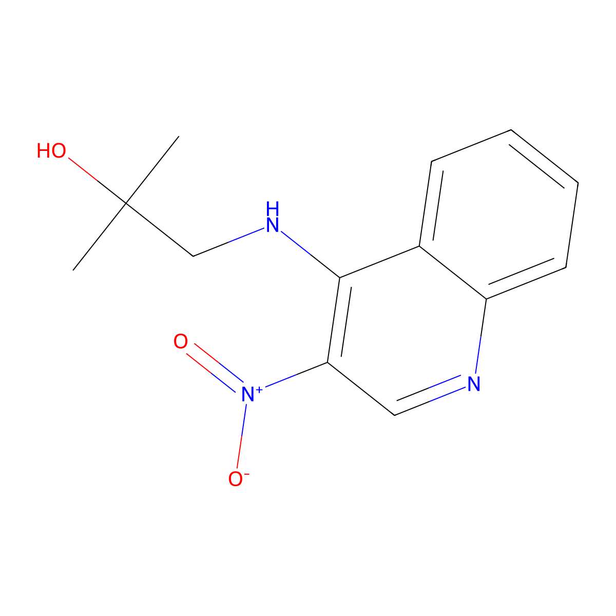 2-Methyl-1-((3-nitroquinolin-4-yl)amino)propan-2-ol molecular structure, CAS 129655-57-8