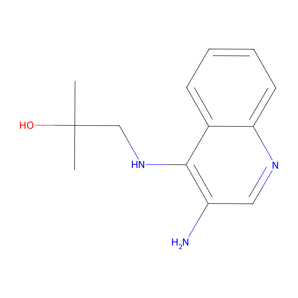 1-((3-Aminoquinolin-4-yl)amino)-2-methylpropan-2-ol molecular structure, CAS 129655-59-0