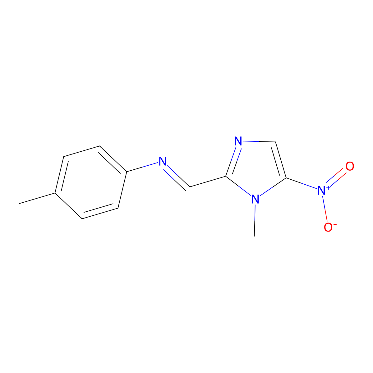 4-Methyl-N-((1-methyl-5-nitro-1H-imidazol-2-yl)methylene)benzenamine molecular structure, CAS 129661-57-0