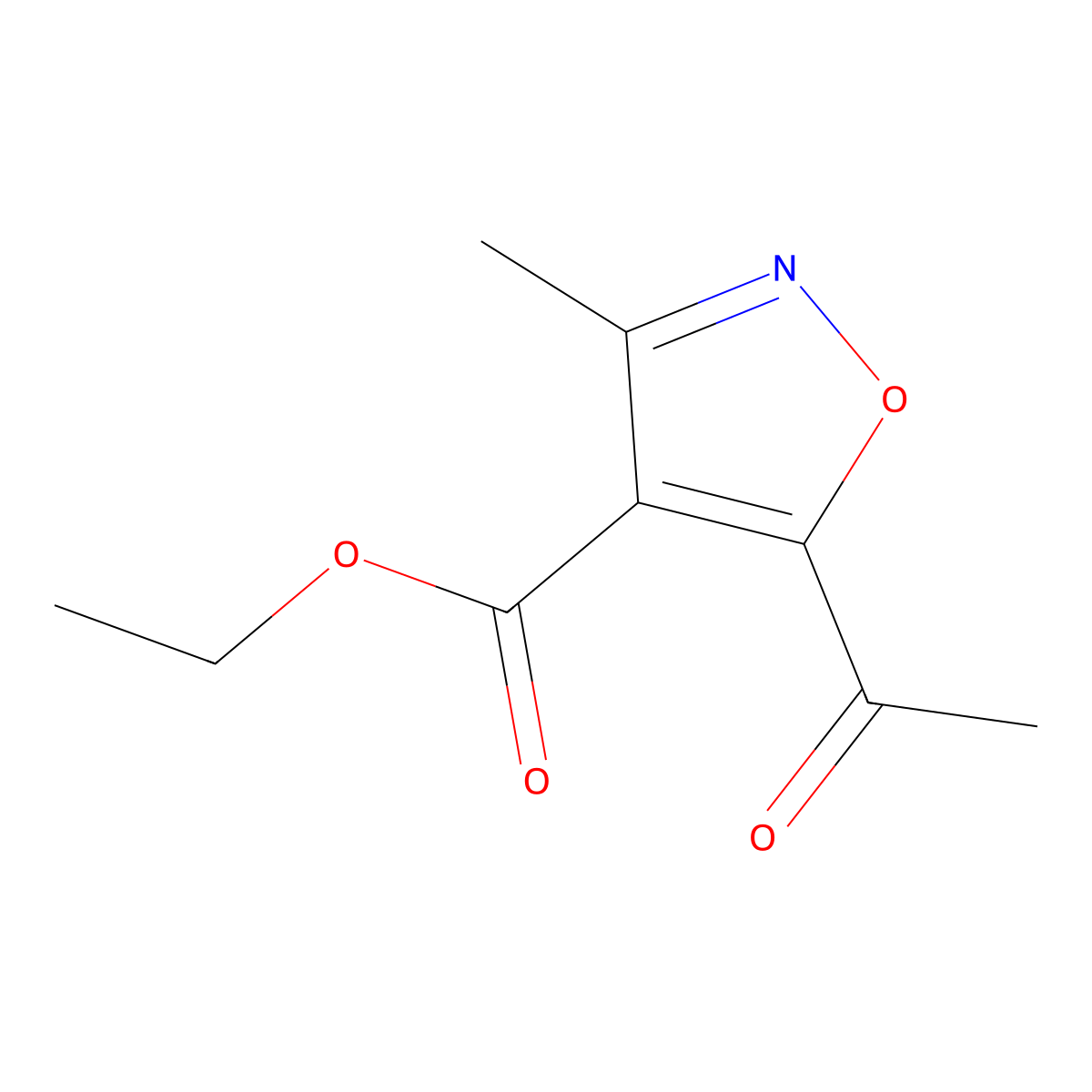 Ethyl 5-acetyl-3-methylisoxazole-4-carboxylate molecular structure, CAS 129663-13-4