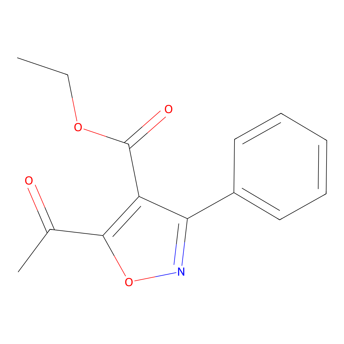 Ethyl 5-acetyl-3-phenylisoxazole-4-carboxylate molecular structure, CAS 129663-15-6