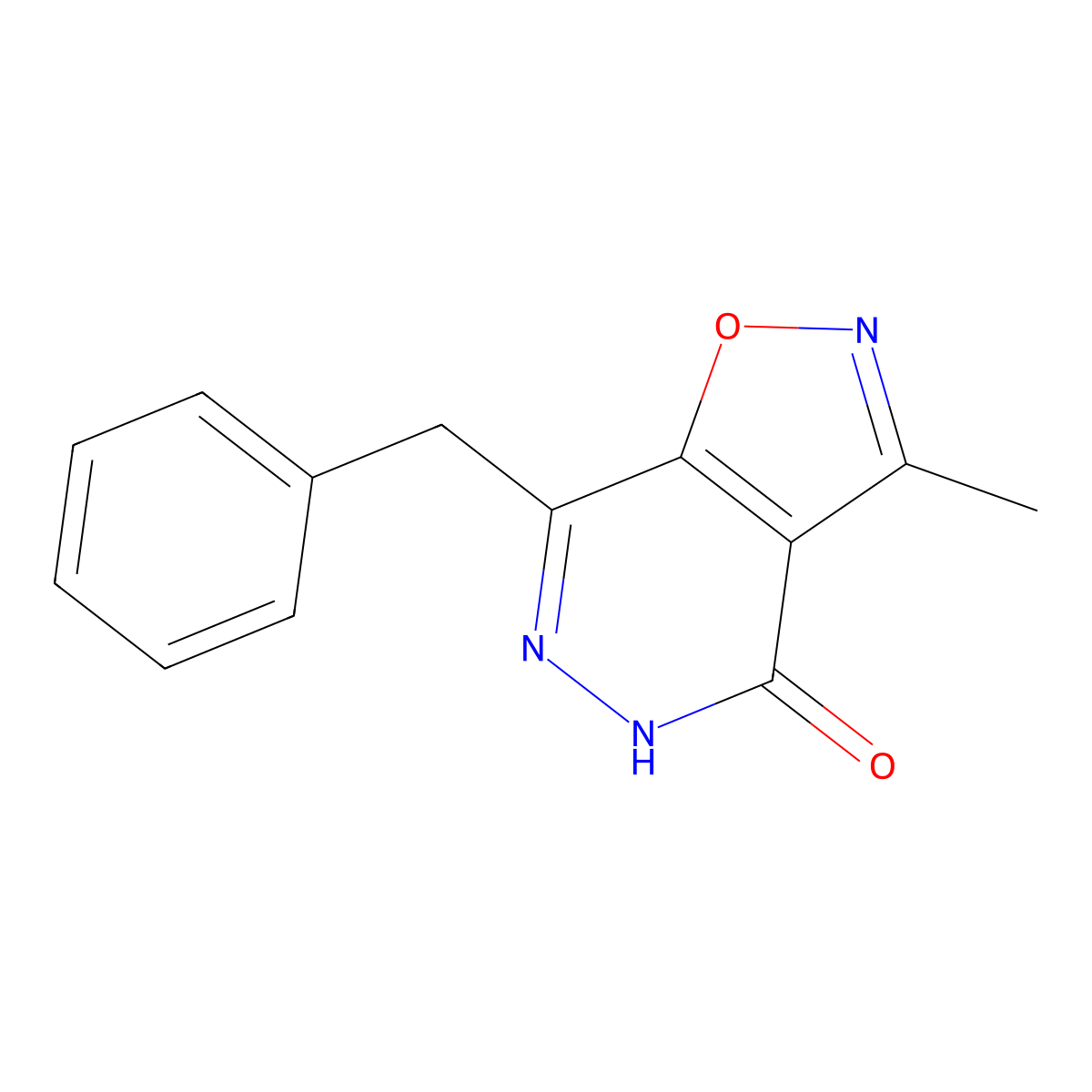 7-benzyl-3-methylisoxazolo[4,5-d]pyridazin-4(5H)-one molecular structure, CAS 129663-29-2