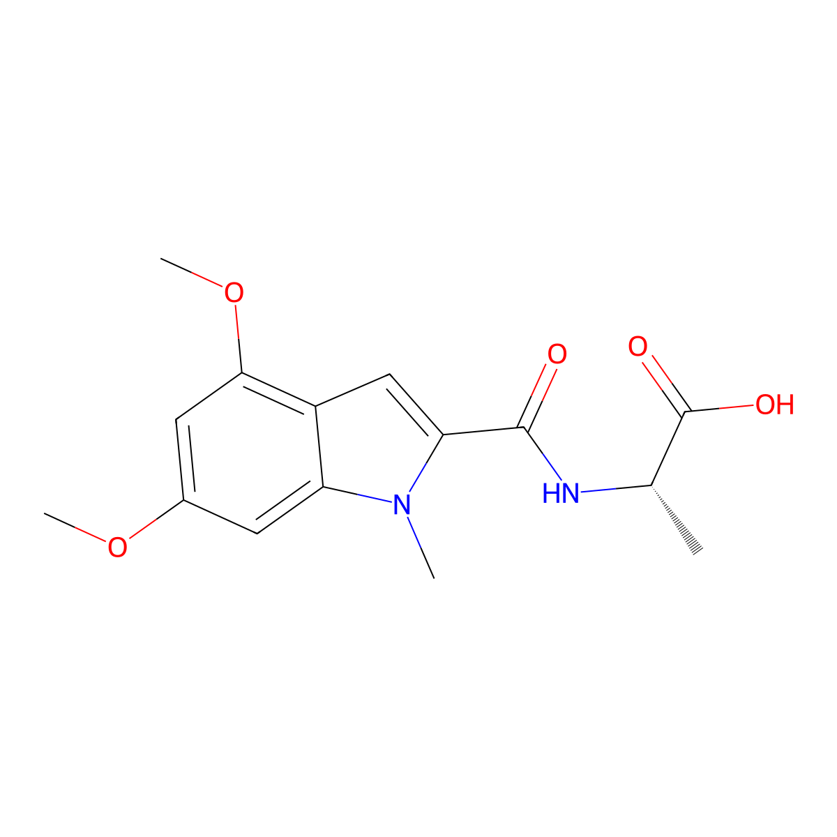 (2S)-2-[(4,6-Dimethoxy-1-methyl-1H-indol-2-yl)formamido]propanoic acid molecular structure, CAS 1296672-15-5