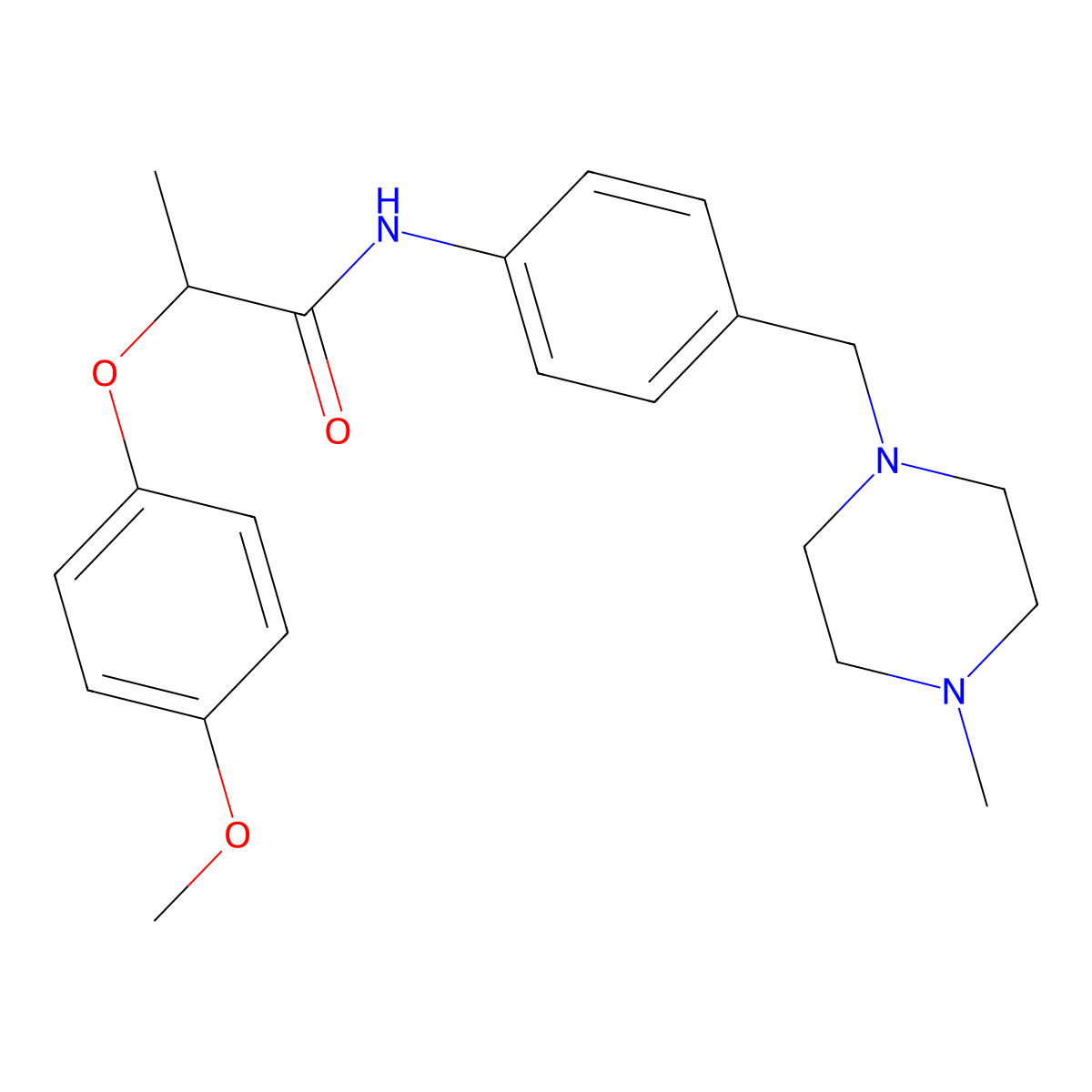 2-(4-Methoxyphenoxy)-N-(4-((4-methylpiperazin-1-yl)methyl)phenyl)propanamide molecular structure, CAS 1296786-90-7