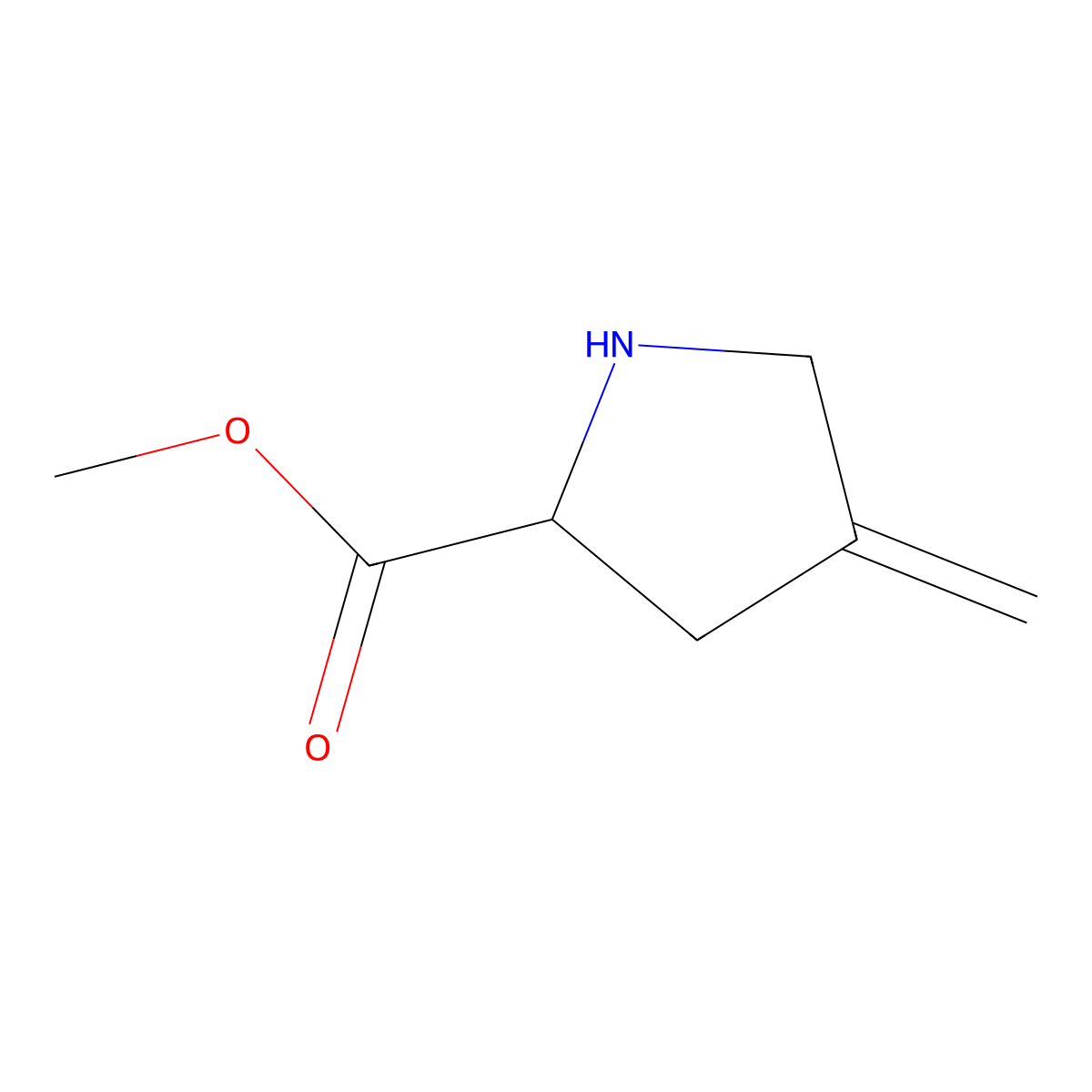 Methyl 4-methylenepyrrolidine-2-carboxylate molecular structure, CAS 1296797-20-0