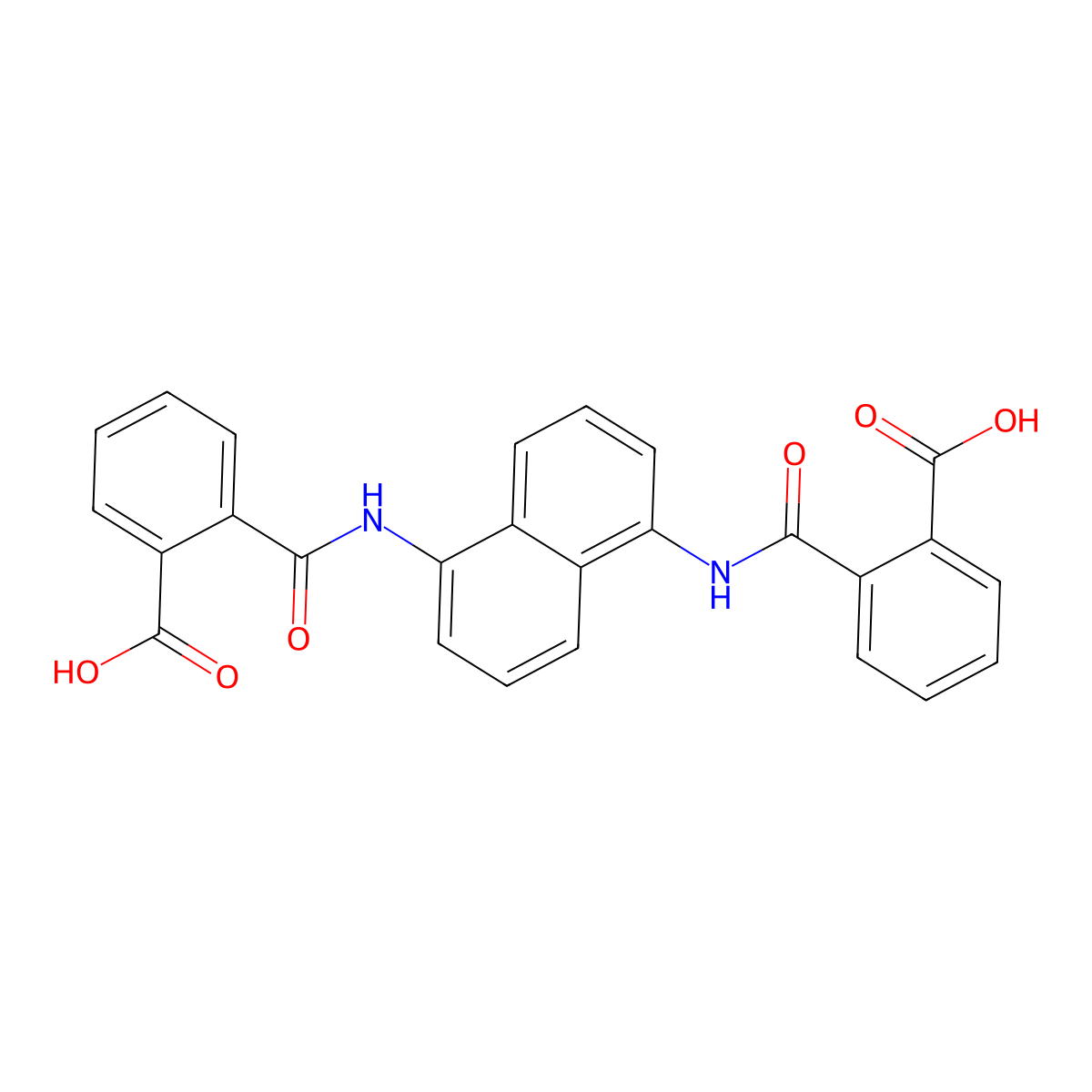 Benzoic acid, 2,2'-[1,5-naphthalenediylbis(iminocarbonyl)]bis- molecular structure, CAS 129684-51-1