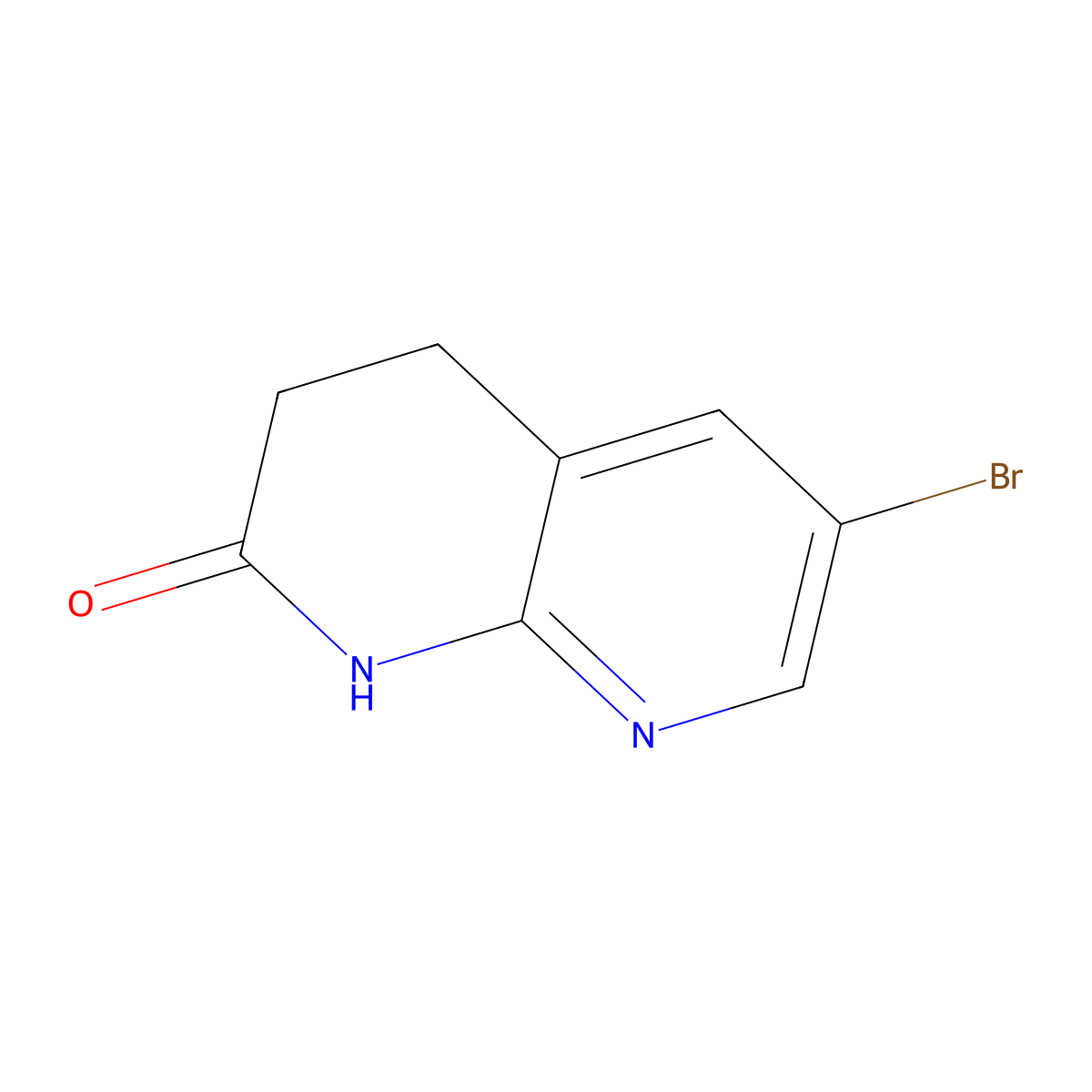 6-Bromo-3,4-dihydro-1,8-naphthyridin-2(1H)-one molecular structure, CAS 129686-16-4