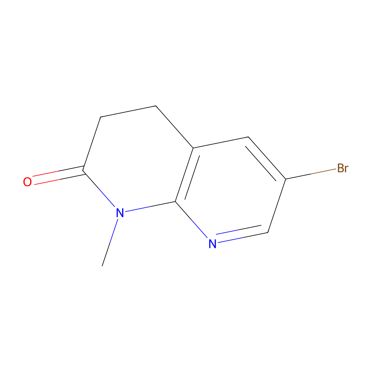 6-Bromo-1-methyl-3,4-dihydro-1,8-naphthyridin-2(1H)-one molecular structure, CAS 129686-17-5