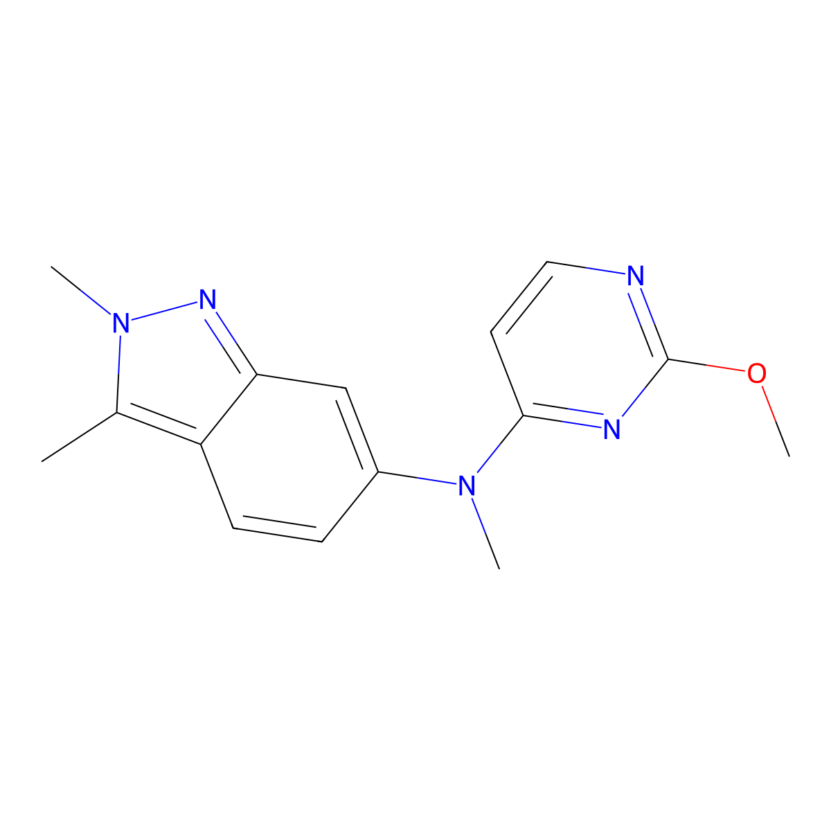 N-(2-Methoxypyrimidin-4-yl)-N-methyl-2,3-dimethyl-2-H-indazol-6-amine molecular structure, CAS 1296888-47-5