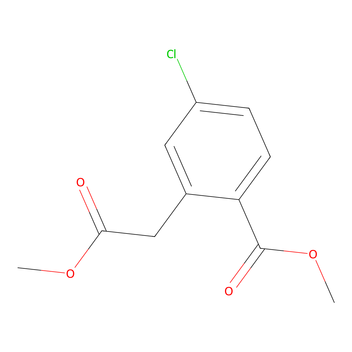 Methyl 4-chloro-2-(2-methoxy-2-oxoethyl)benzoate molecular structure, CAS 129689-06-1
