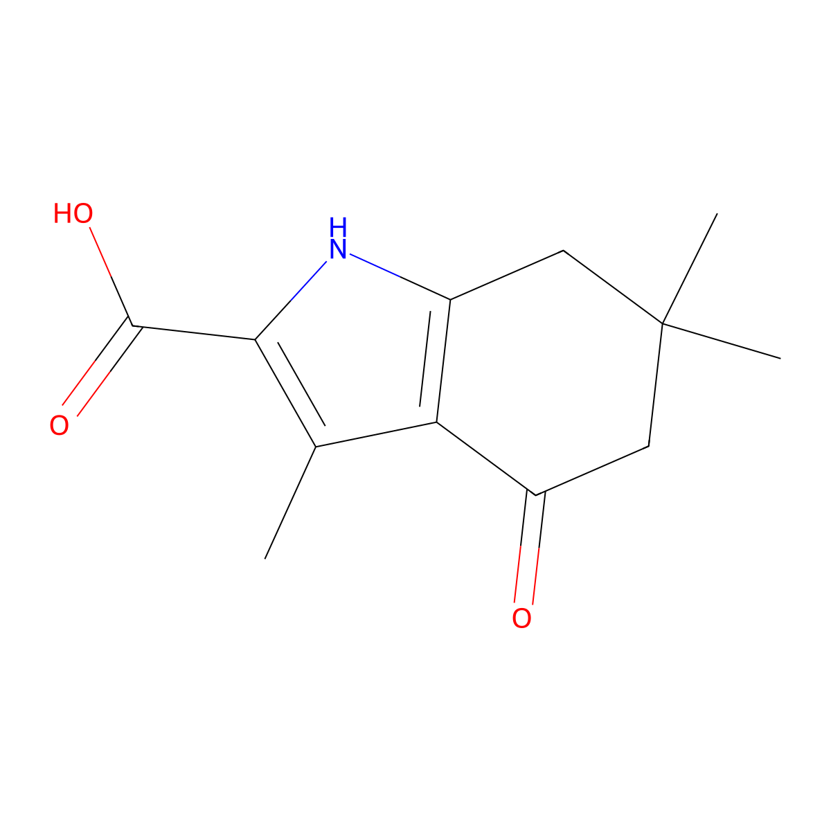 3,6,6-Trimethyl-4-oxo-4,5,6,7-tetrahydro-1H-indole-2-carboxylic acid molecular structure, CAS 129689-88-9