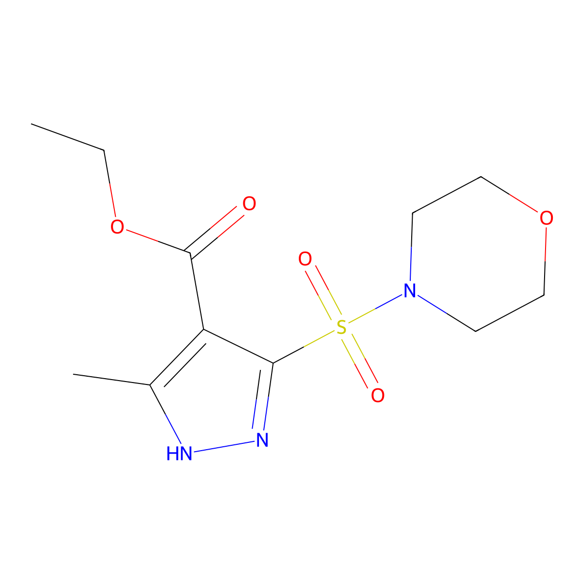 ethyl 3-methyl-5-(morpholin-4-ylsulfonyl)-1H-pyrazole-4-carboxylate molecular structure, CAS 1296891-25-2