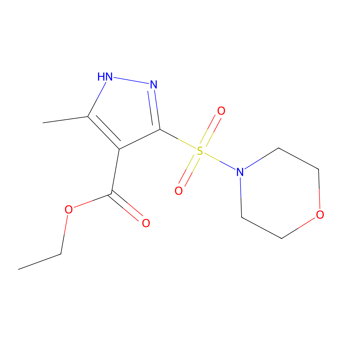 ethyl 3-methyl-5-(morpholin-4-ylsulfonyl)-1H-pyrazole-4-carboxylate molecular structure, CAS 1296891-25-2