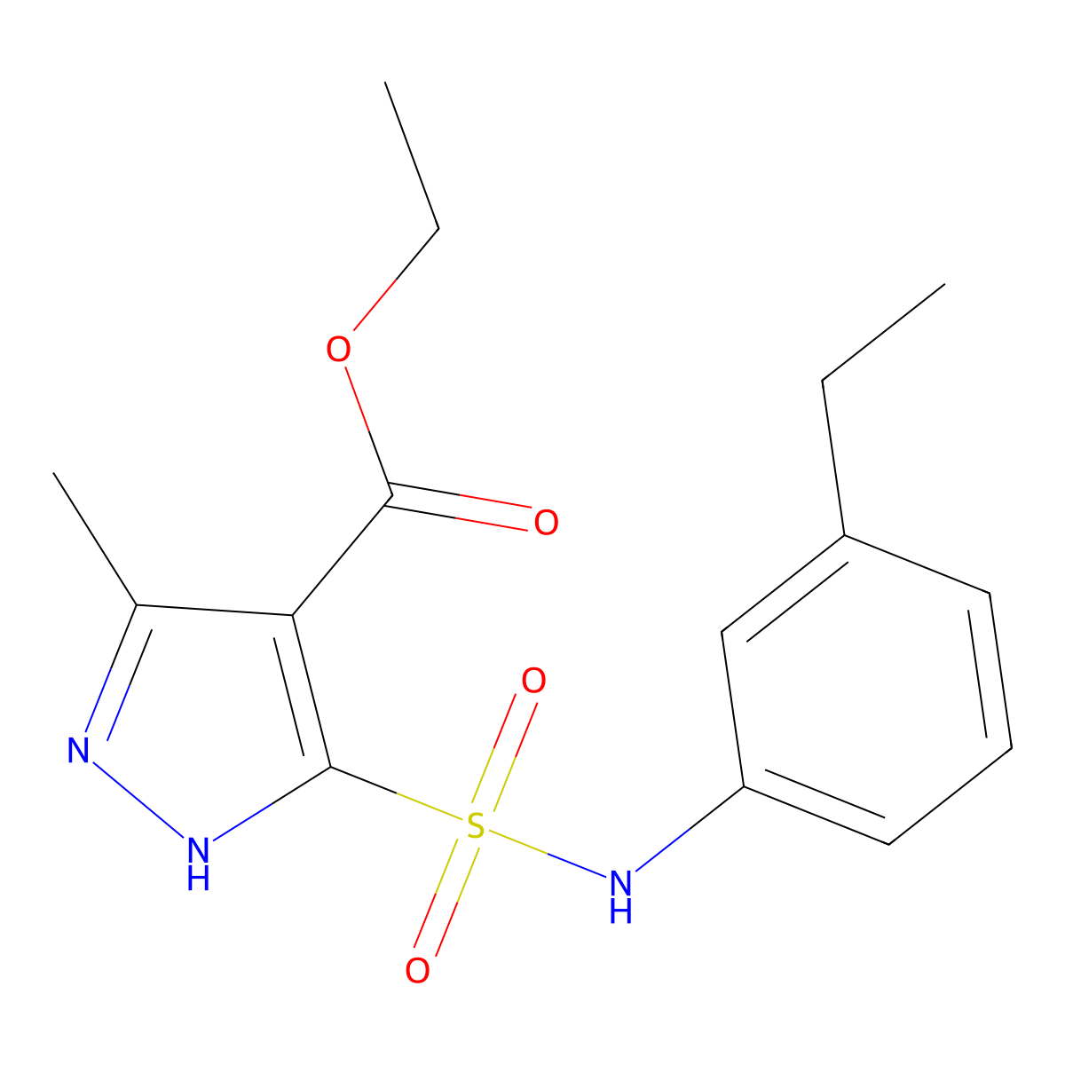ethyl 5-(N-(3-ethylphenyl)sulfamoyl)-3-methyl-1H-pyrazole-4-carboxylate molecular structure, CAS 1296891-49-0
