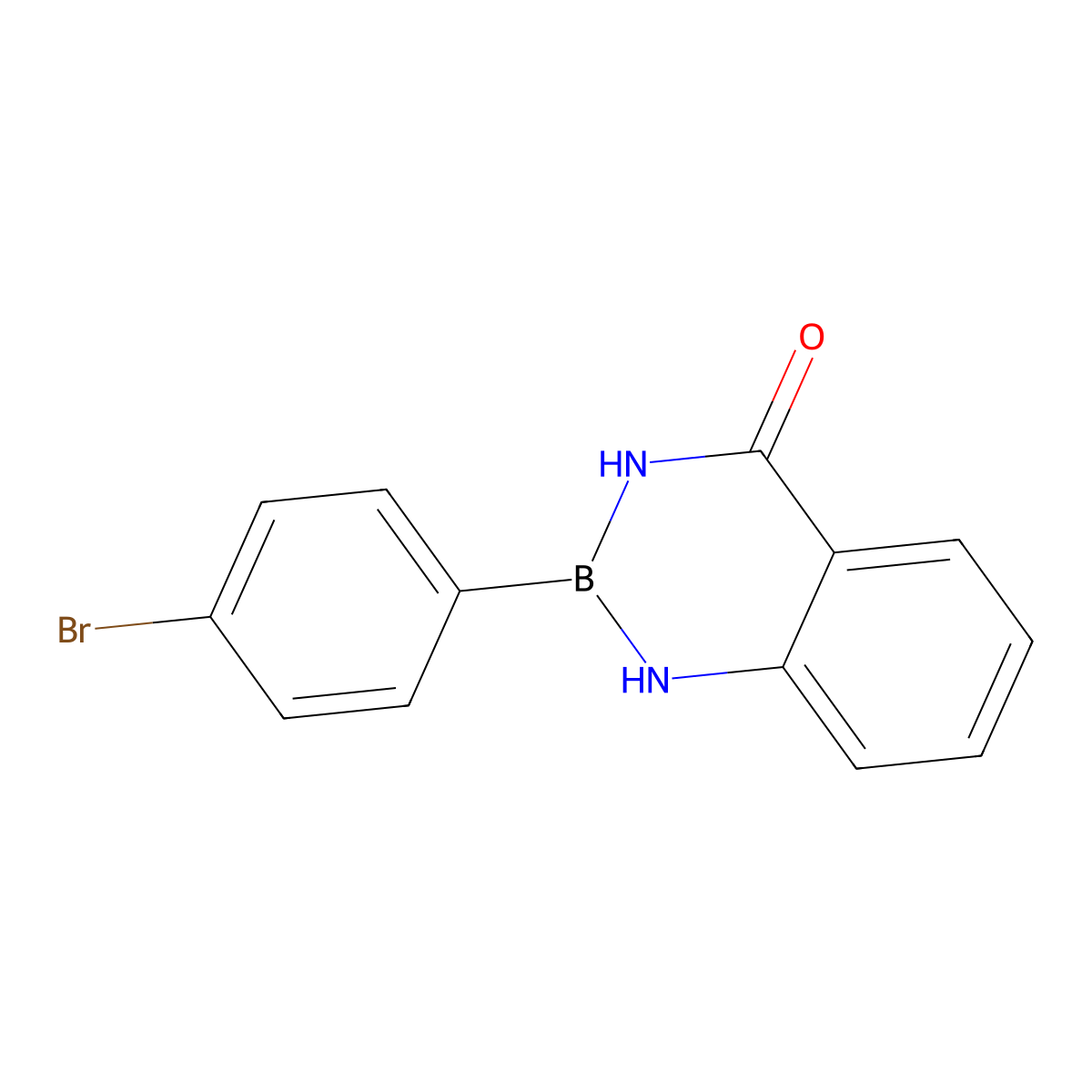 2-(4-bromophenyl)-2,3-dihydrobenzo[d][1,3,2]diazaborinin-4(1H)-one molecular structure, CAS 1296939-25-7
