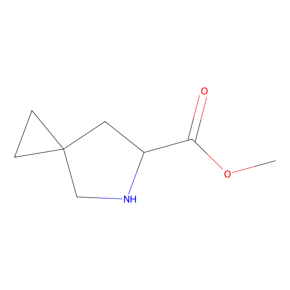 methyl (6S)-5-azaspiro[2.4]heptane-6-carboxylate molecular structure, CAS 1296940-01-6