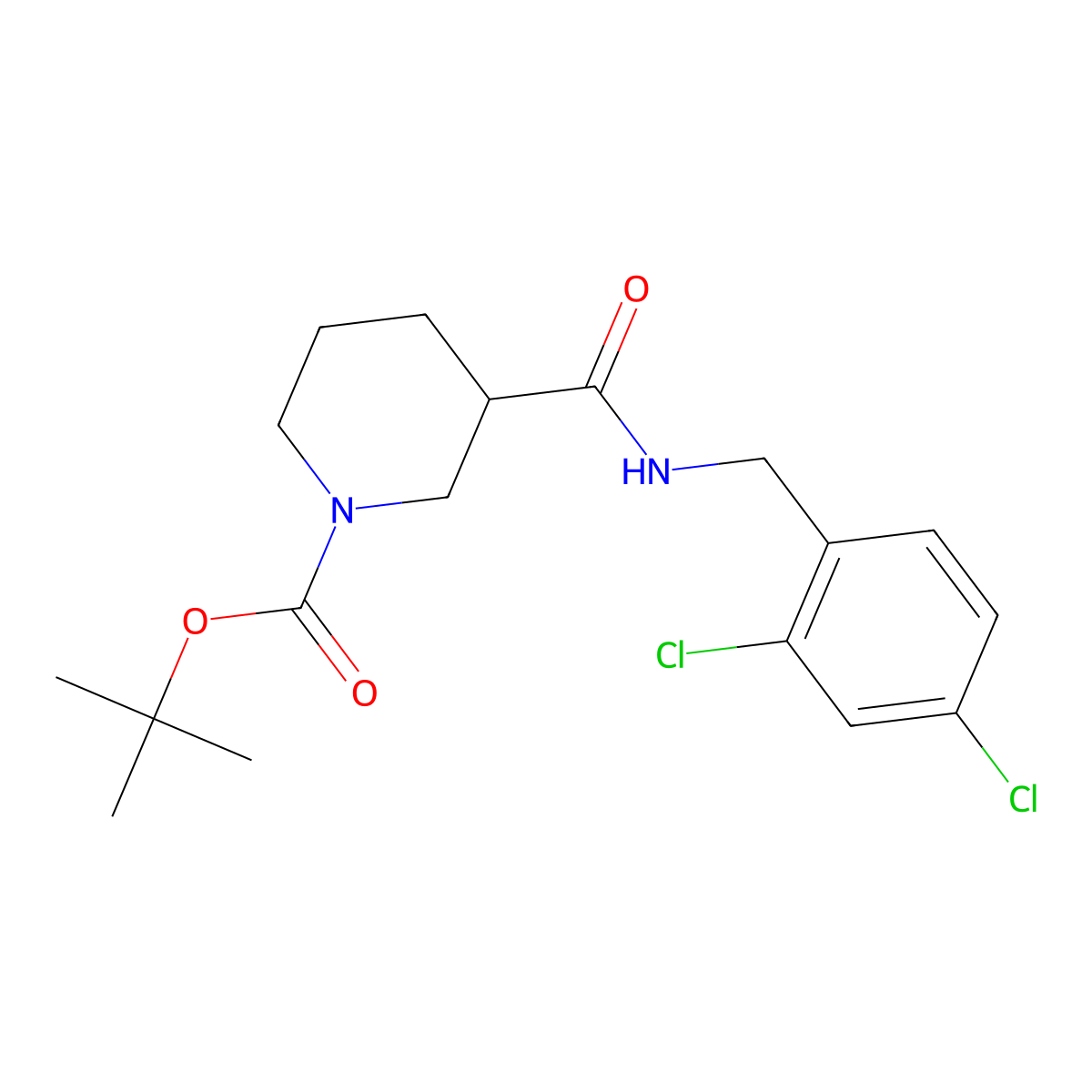 tert-Butyl 3-((2,4-dichlorobenzyl)carbamoyl)piperidine-1-carboxylate molecular structure, CAS 1296955-18-4