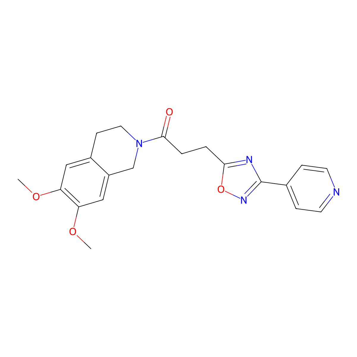 1-(6,7-dimethoxy-3,4-dihydroisoquinolin-2(1H)-yl)-3-[3-(pyridin-4-yl)-1,2,4-oxadiazol-5-yl]propan-1-one molecular structure, CAS 1297165-10-6