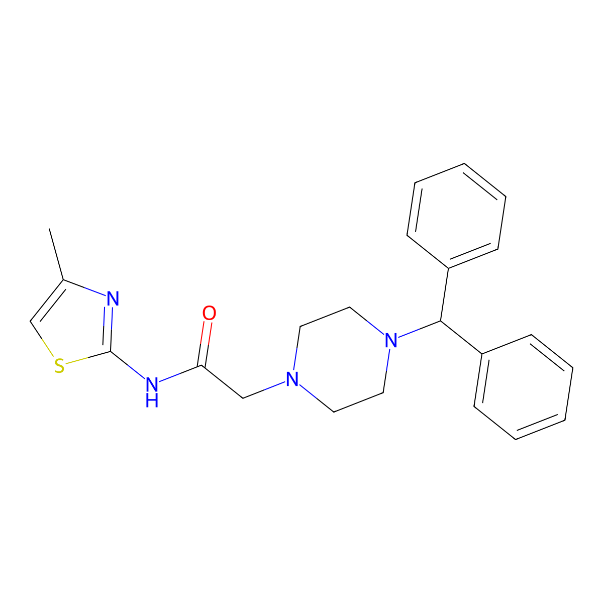 2-[4-(diphenylmethyl)piperazin-1-yl]-N-(4-methyl-1,3-thiazol-2-yl)acetamide molecular structure, CAS 1297192-54-1
