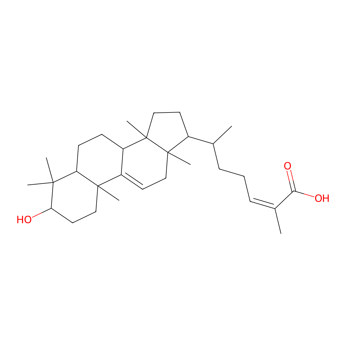 6-(3-hydroxy-4,4,10,13,14-pentamethyl-2,3,5,6,7,8,12,15,16,17-decahydro-1H-cyclopenta[a]phenanthren-17-yl)-2-methylhept-2-enoic acid molecular structure, CAS 129724-83-0