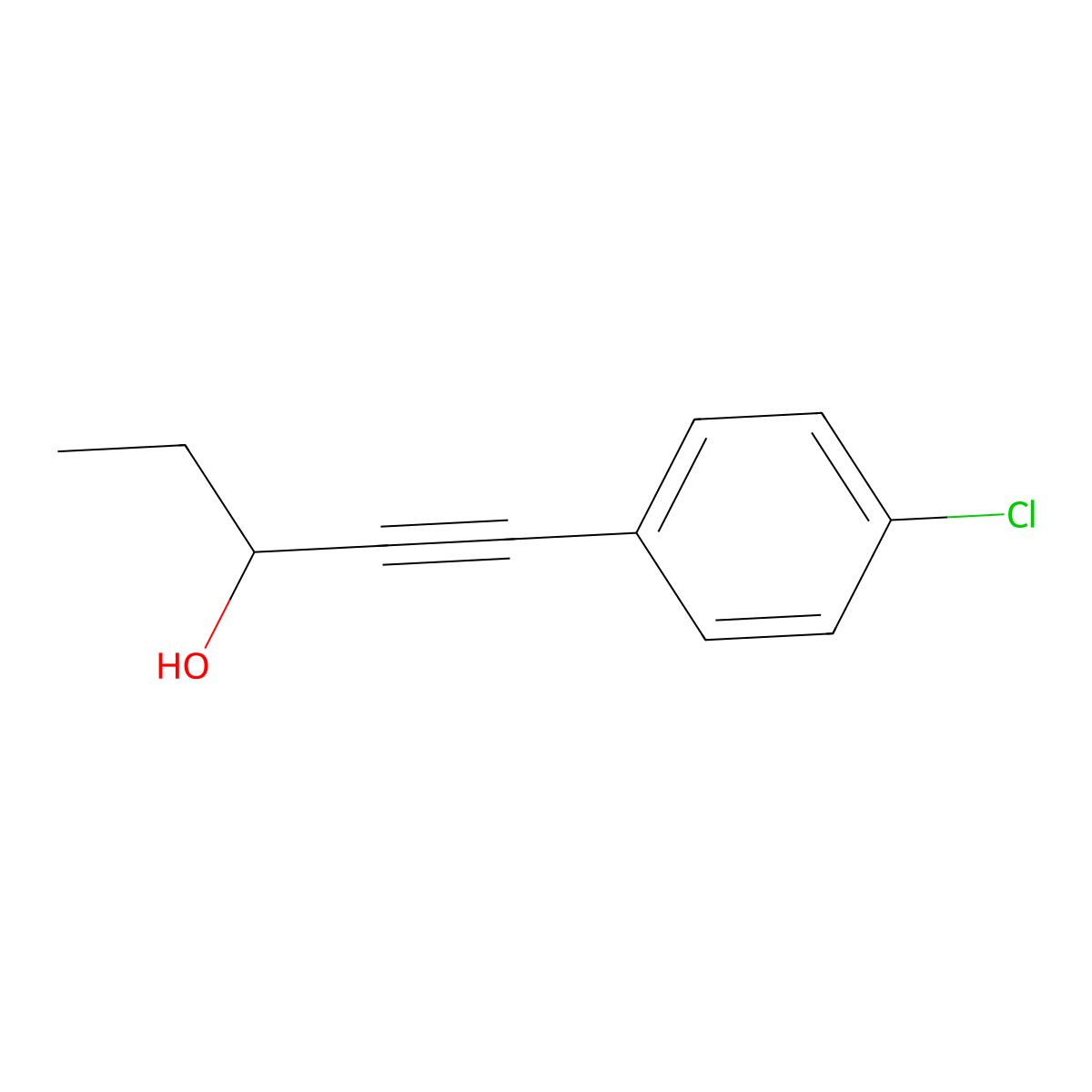 1-(4-Chlorophenyl)-1-pentyn-3-ol molecular structure, CAS 129725-56-0